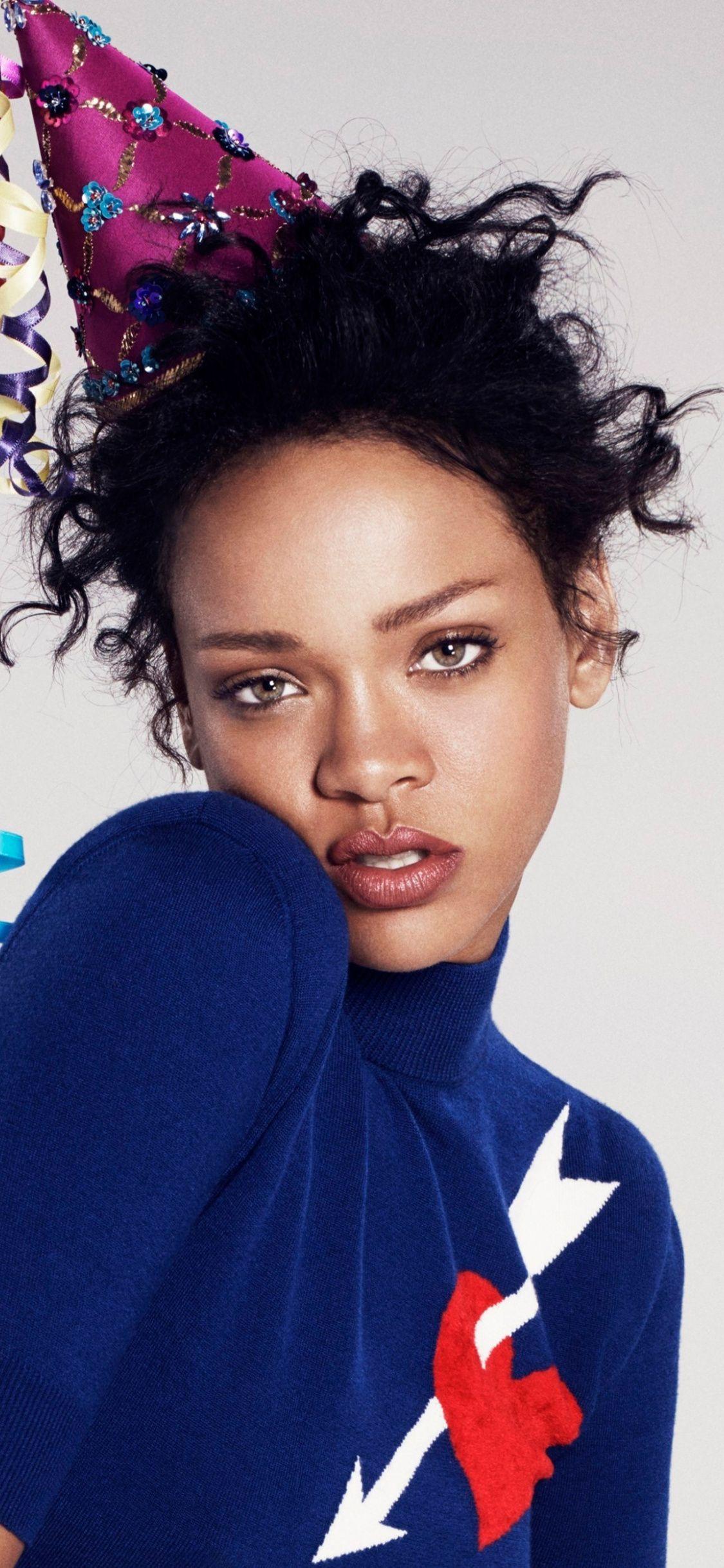1125x2436 Download 1125x2436 wallpaper rihanna, party cap, singer