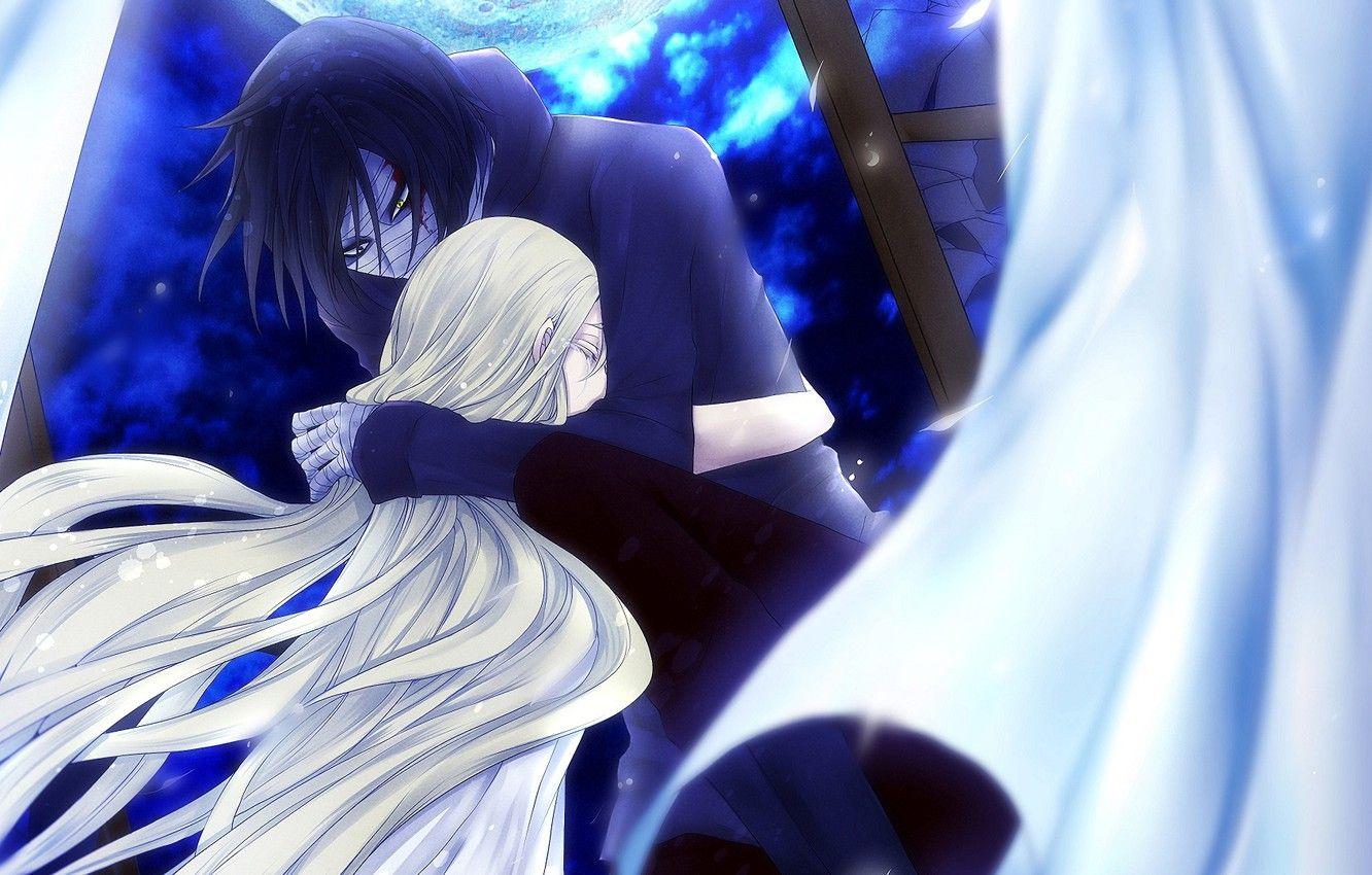 1332x850 Wallpaper girl, hugs, pair, guy, Angel bloodshed, Satsuriku