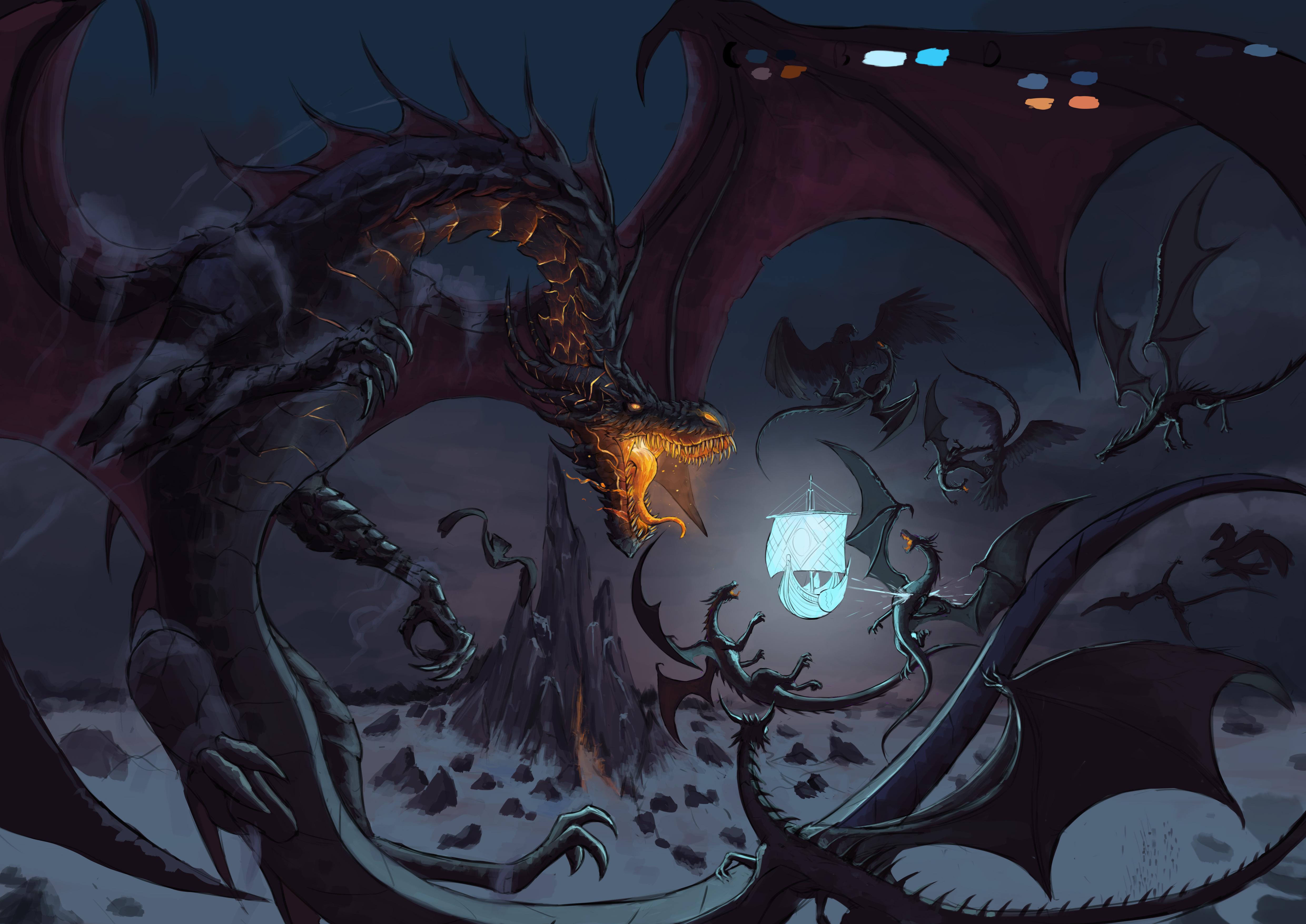 4960x3508 Ancalagon fanart (work in progress) : r