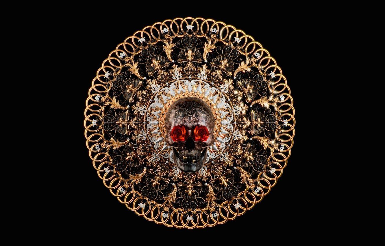 1332x850 Wallpaper rose, skull, art, Salvatore Miranda, SKULL image for desktop, section рендеринг