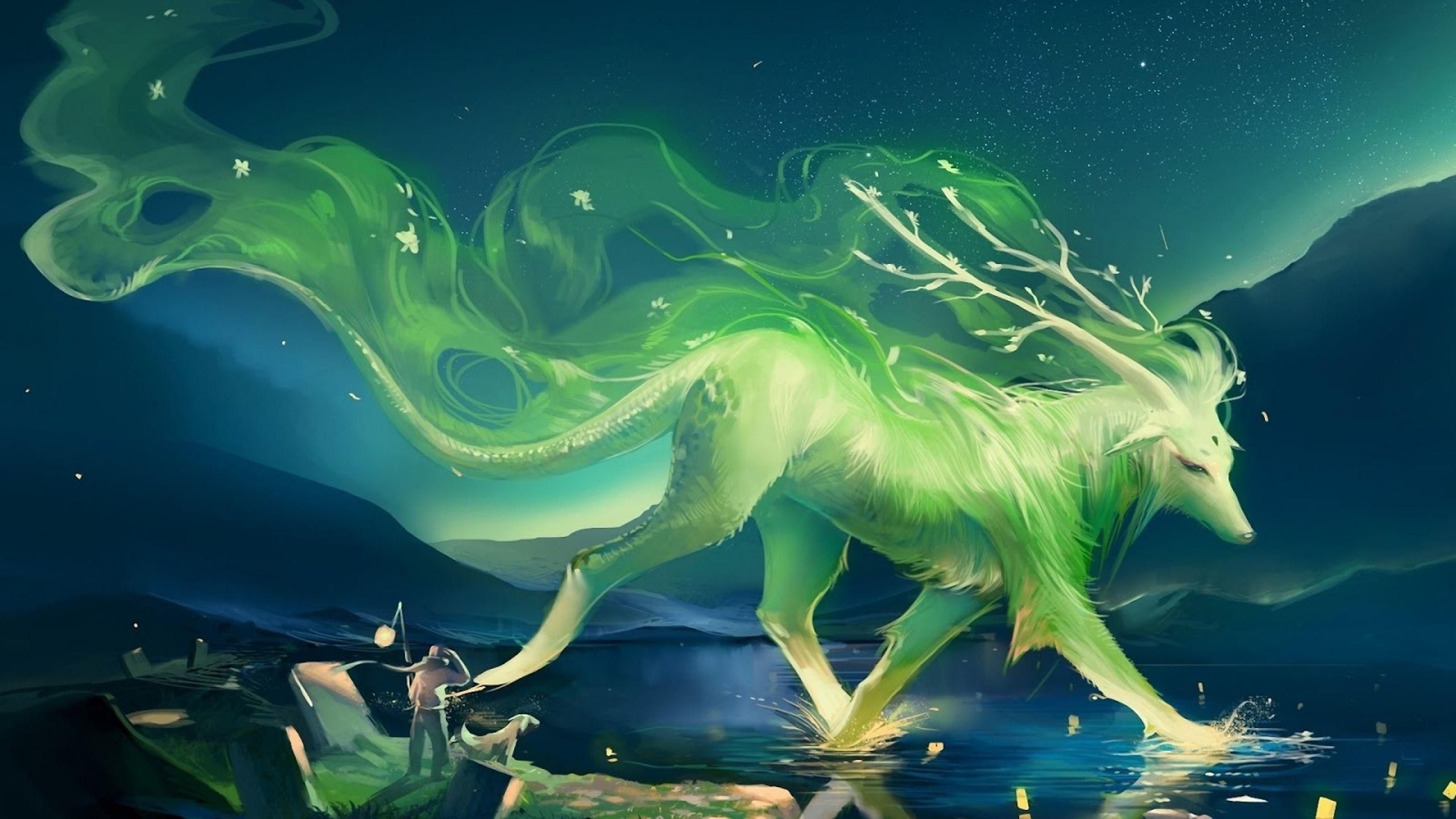 Green Wolf Wallpapers Top Free Green Wolf Backgrounds Wallpaperaccess