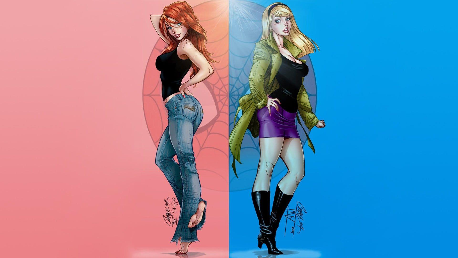 1920x1080 Mary Jane, Gwen Stacy, Spider Man, Marvel Comics HD