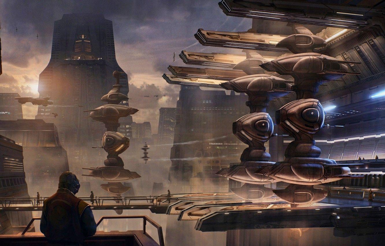 1332x850 Wallpaper the sky, space, the city, building, ships, space