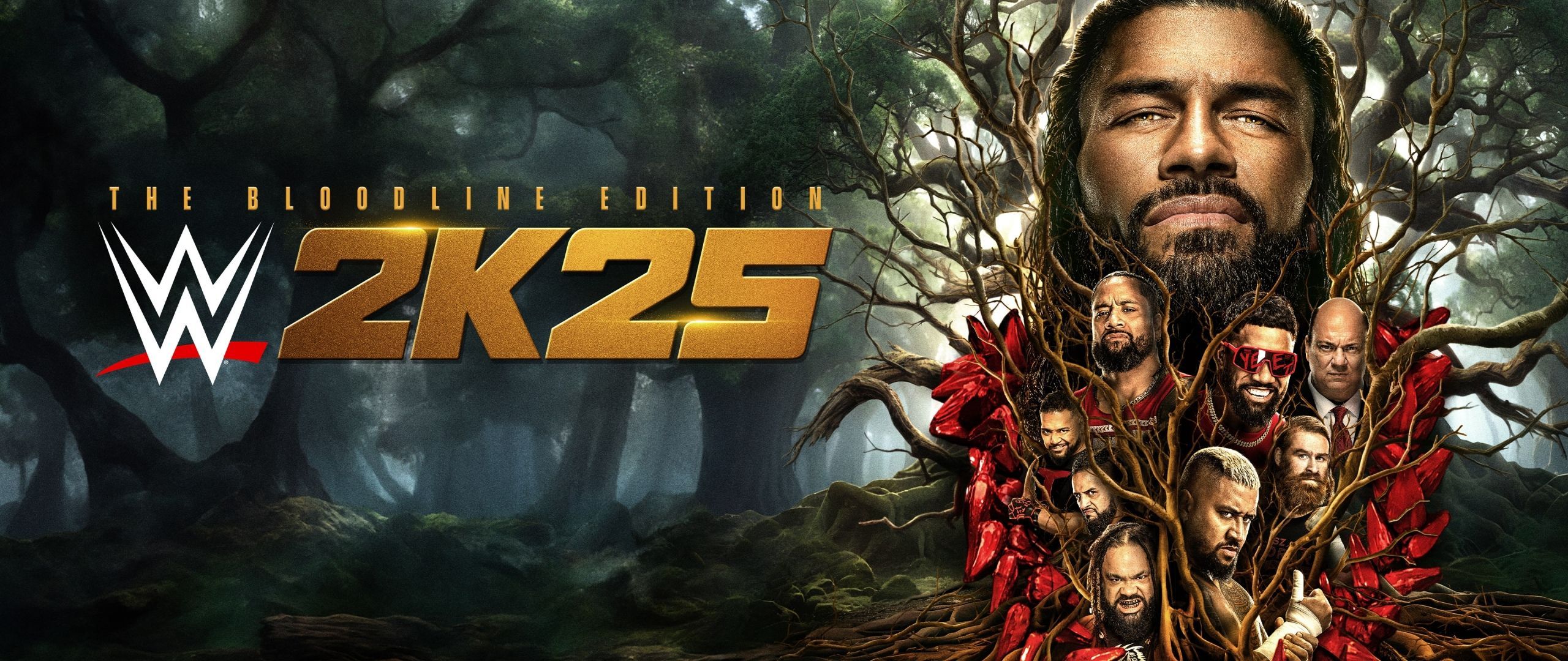 2560x1080 WWE 2K25 Wallpaper 4K, The Bloodline Edition