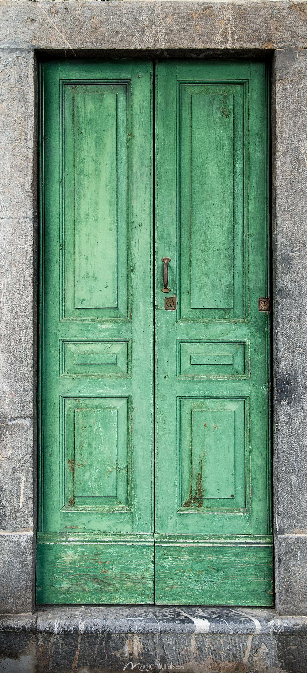 1000x2189 Green Door Wallpaper Wall Mural