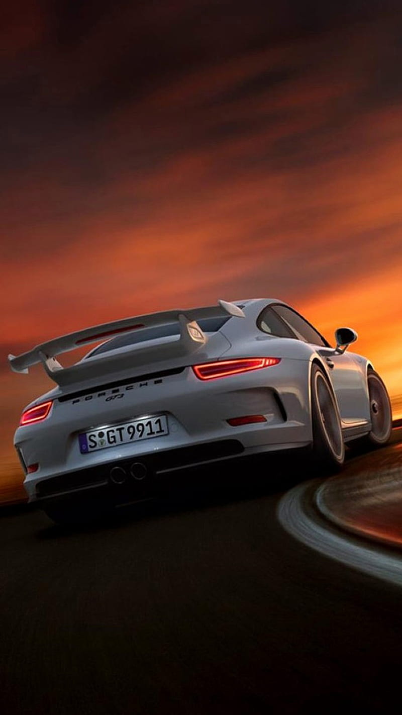 800x1422 Porsche GT- evening, car, lock, screen, home screen, logo, HD phone wallpaper