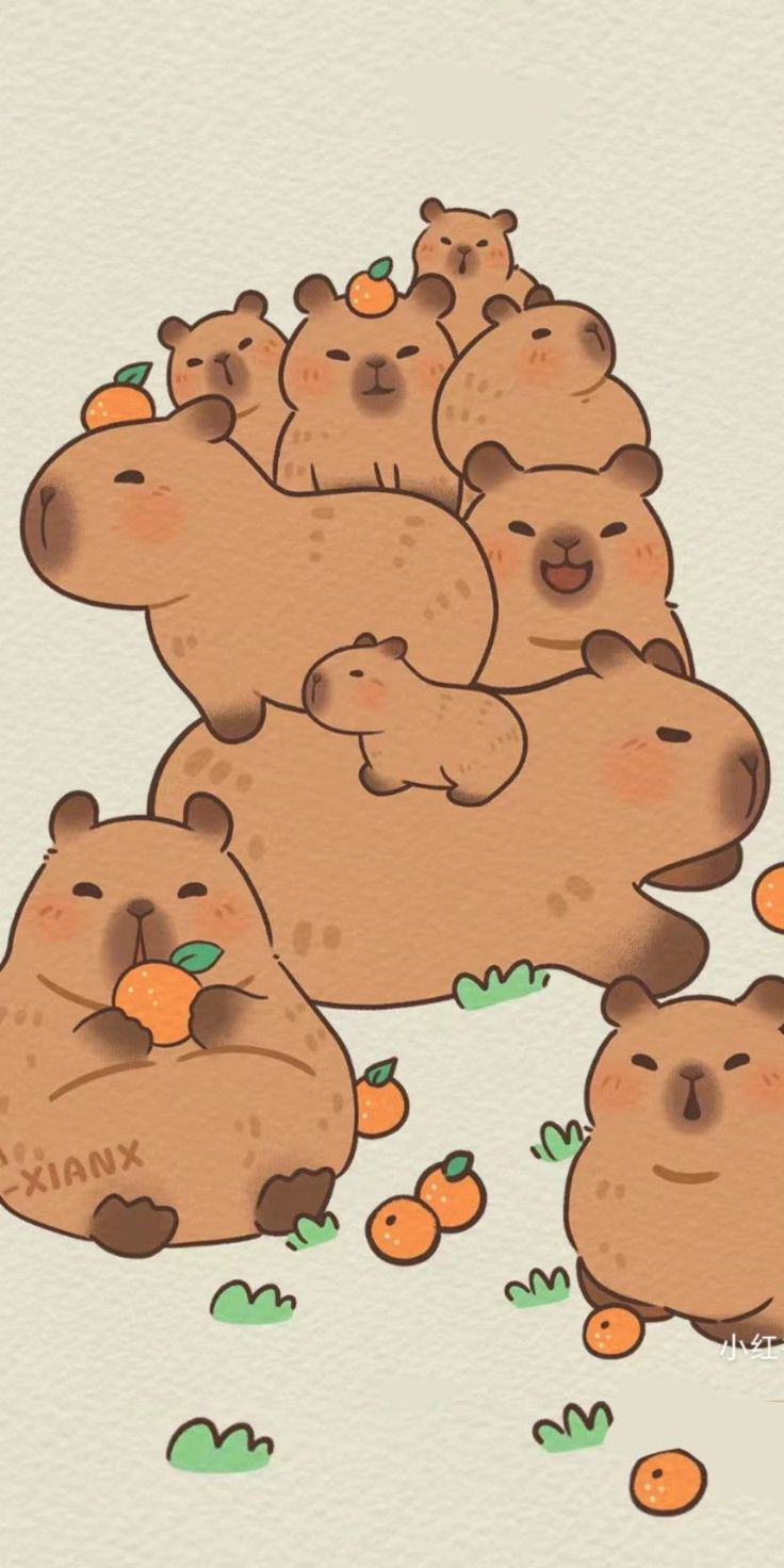 736x1472 Cute Capybara Wallpaper 4K for iPhone, iPad, Laptop, PC