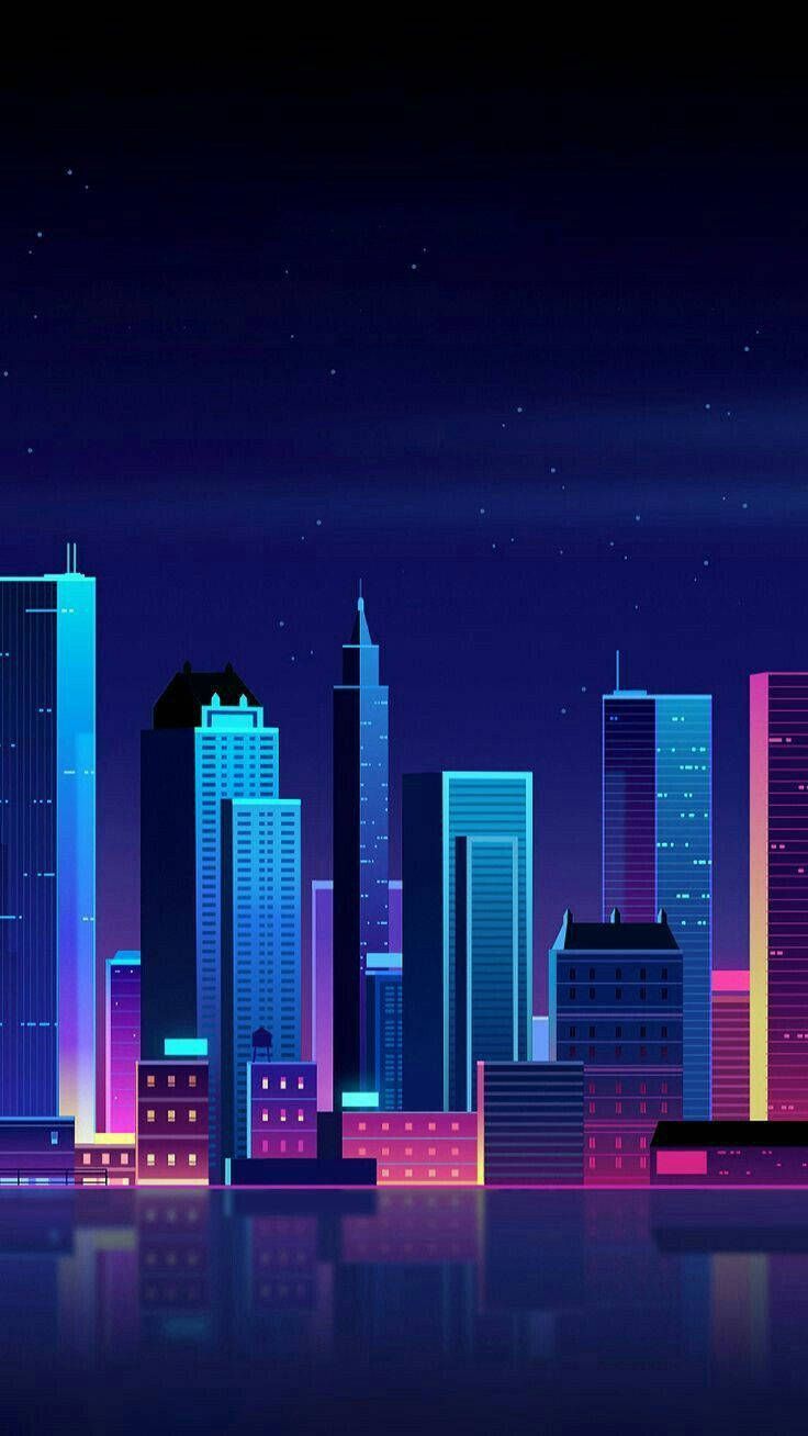 736x1308 Chill City Night Art Wallpaper