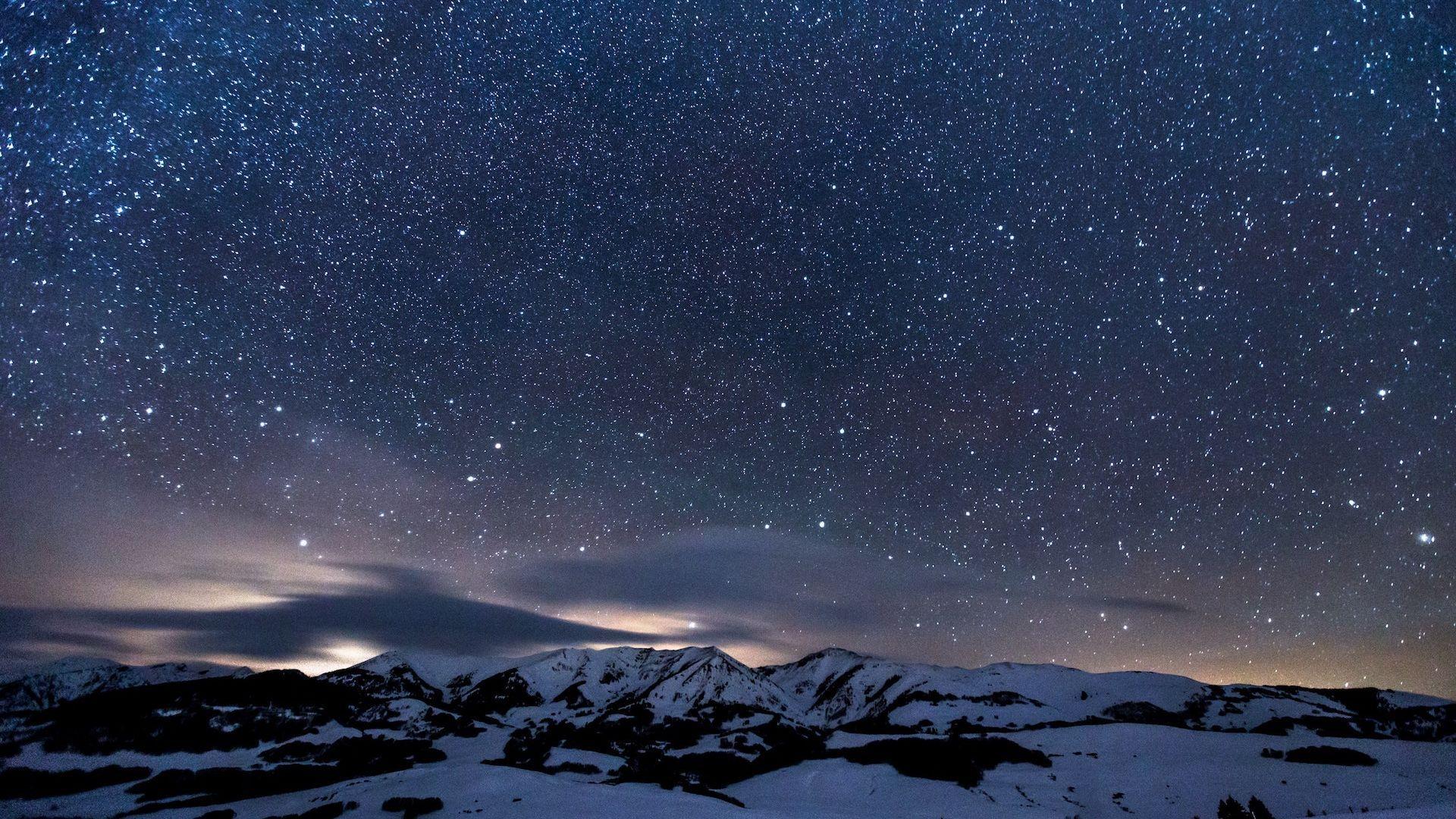 1920x1080 Star Sprinkled Snowy Mountains Wallpaper