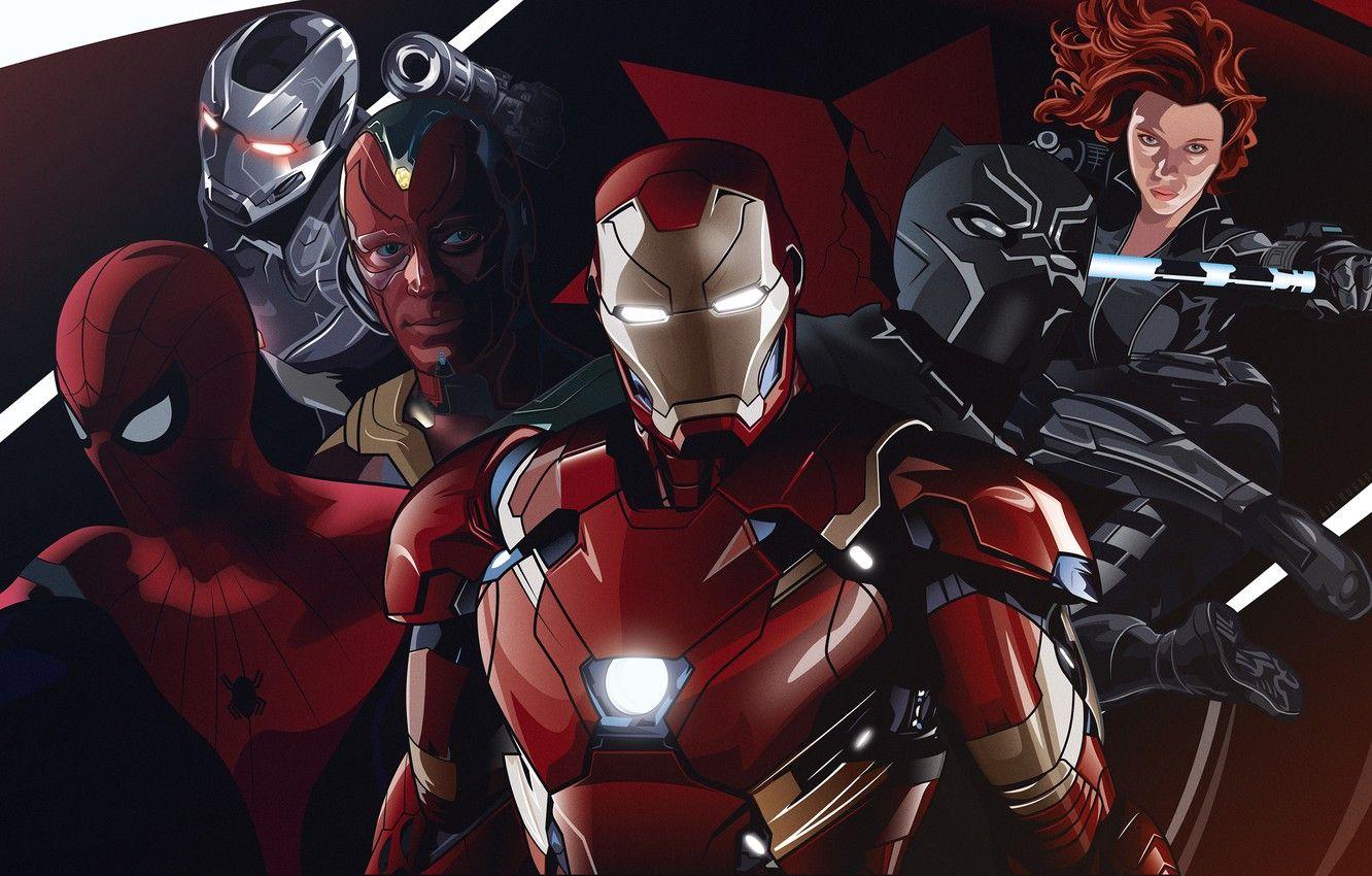 1332x850 Wallpaper fiction, art, Vision, Iron Man, comic, costumes