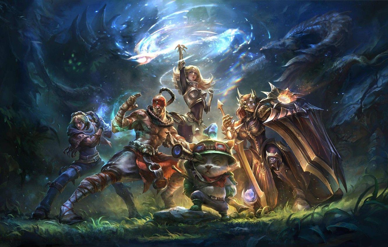 1332x850 Wallpaper art, League of legends, ezreal, teemo, LoL, leona, moba, lux. lee sin, teambuilder image for desktop, section игры