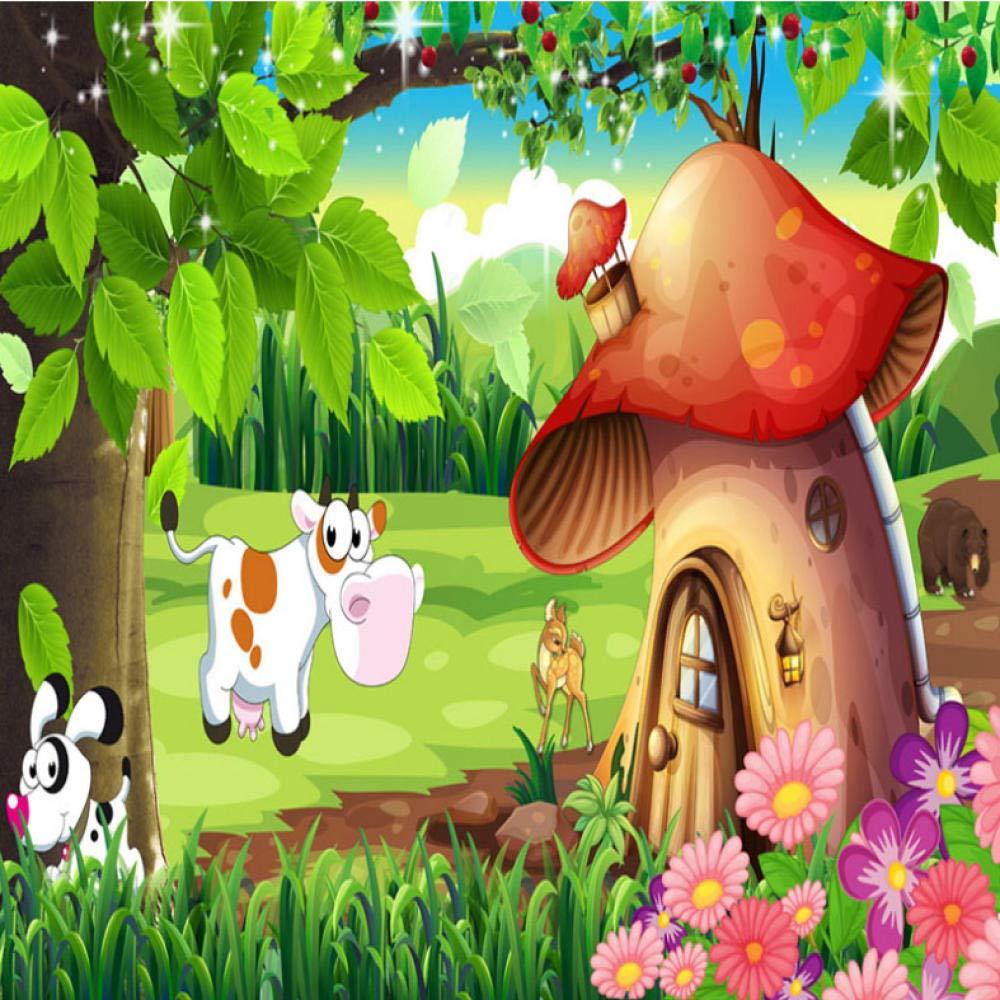 1000x1000 3D Wallpaper Cartoon Forest Mushroom House Mural