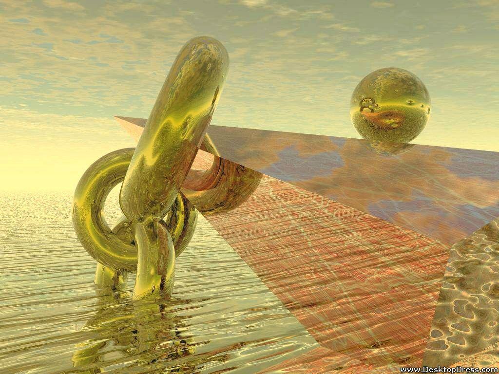 1024x768 Desktop Wallpaper 3D Background Gold Chain