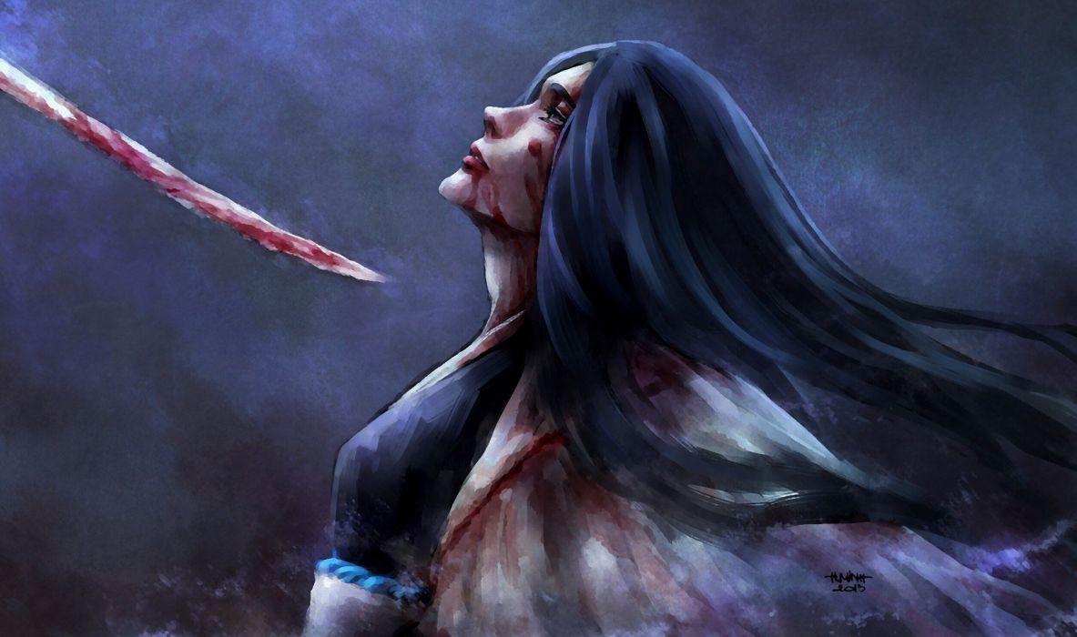 1183x700 Girl sword Shinigami cloak despair Bleach blood CAPTAIN wallpaperx1136