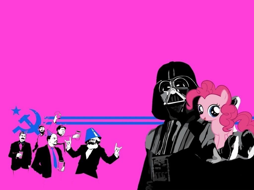 1024x768 communism, darth vader, filly, karl marx, pinkie pie, pun