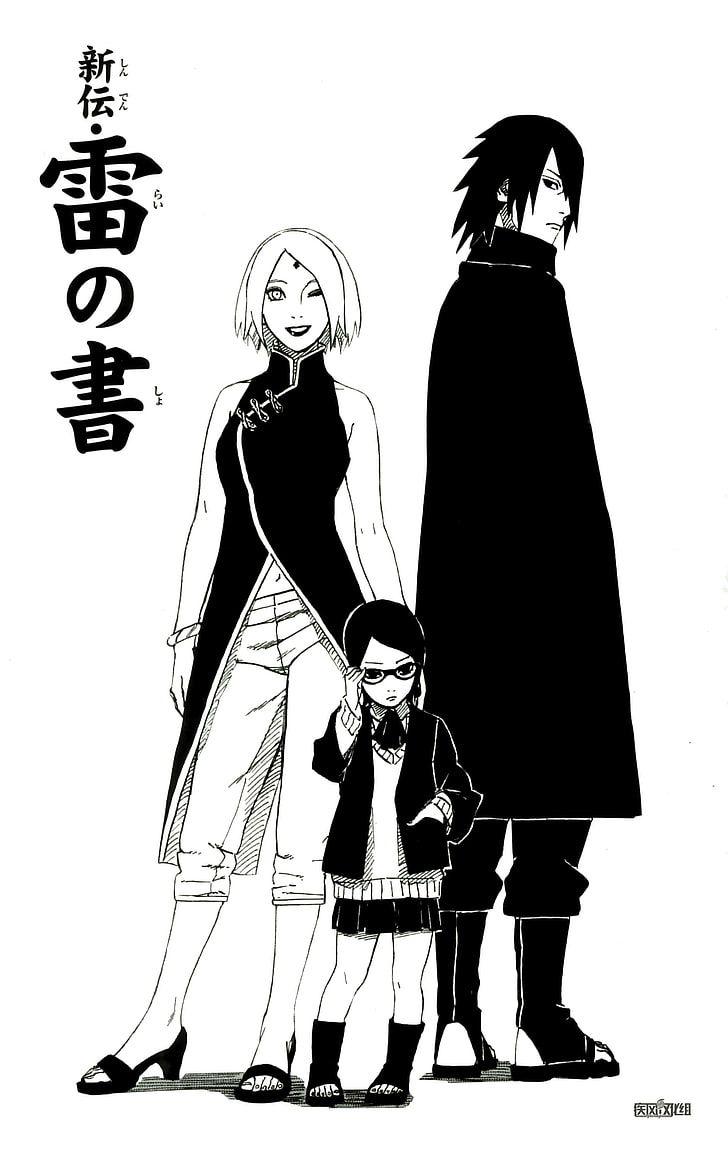 Hình nền HD 728x1155: Uchiha Sasuke, Haruno Sakura và Uchiha Sarada, Naruto Shippuuden