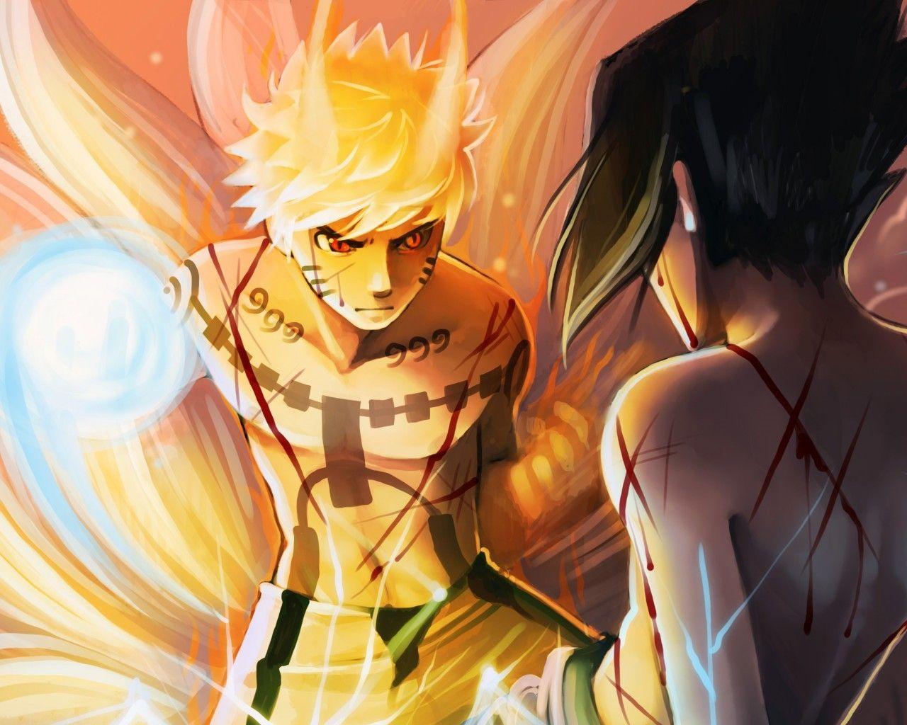 1280x1024 Naruto and Sasuke karatasi la kupamba ukuta