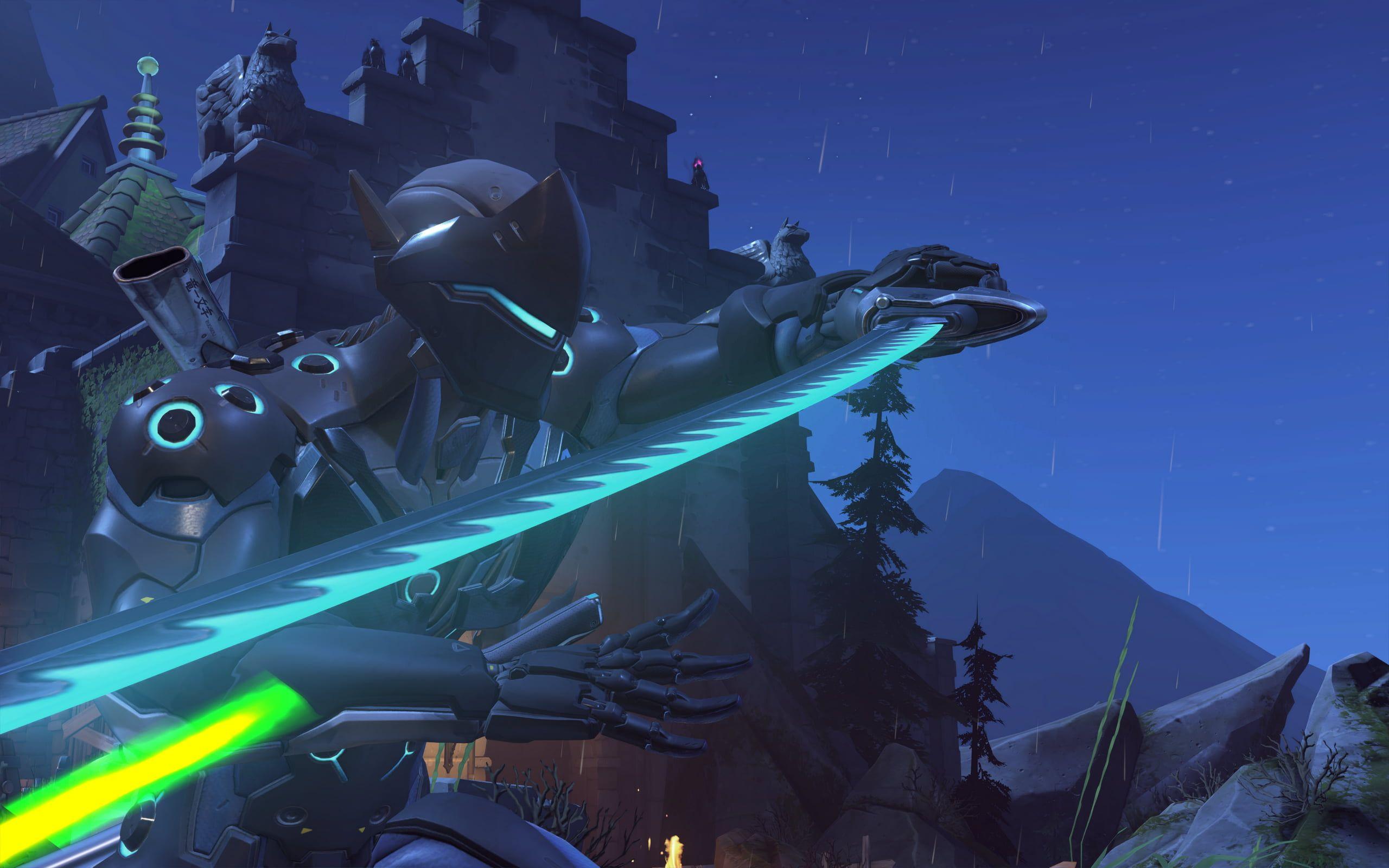 2560x1600 Robot samurai game application screenshot, Overwatch, video