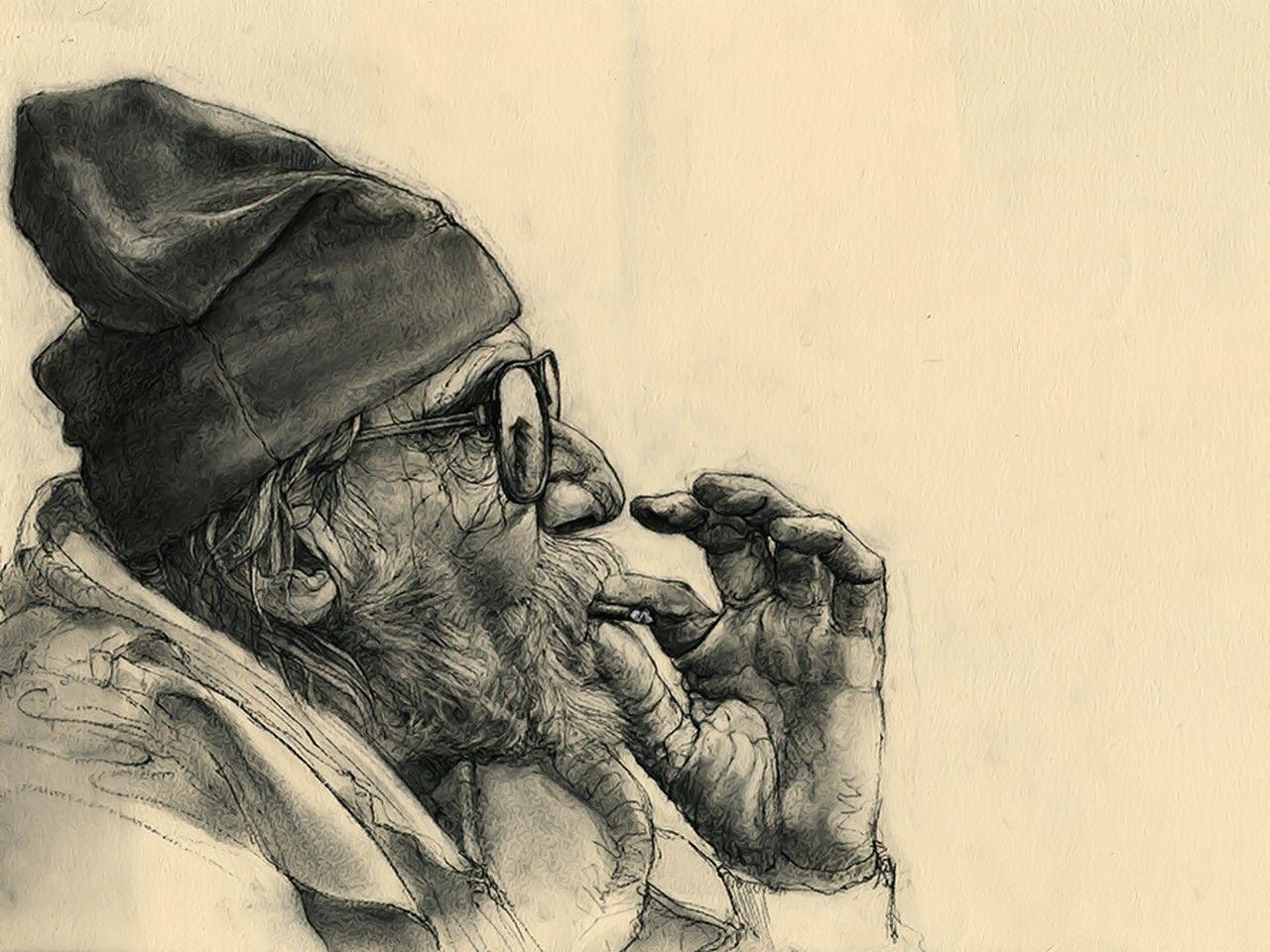 1280x960 #smoking, #artwork, #men, #old people, wallpaper