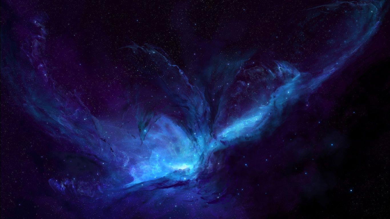 Hình nền 4K của dải ngân hà màu xanh da trời Milky Way Galaxy Space 4K