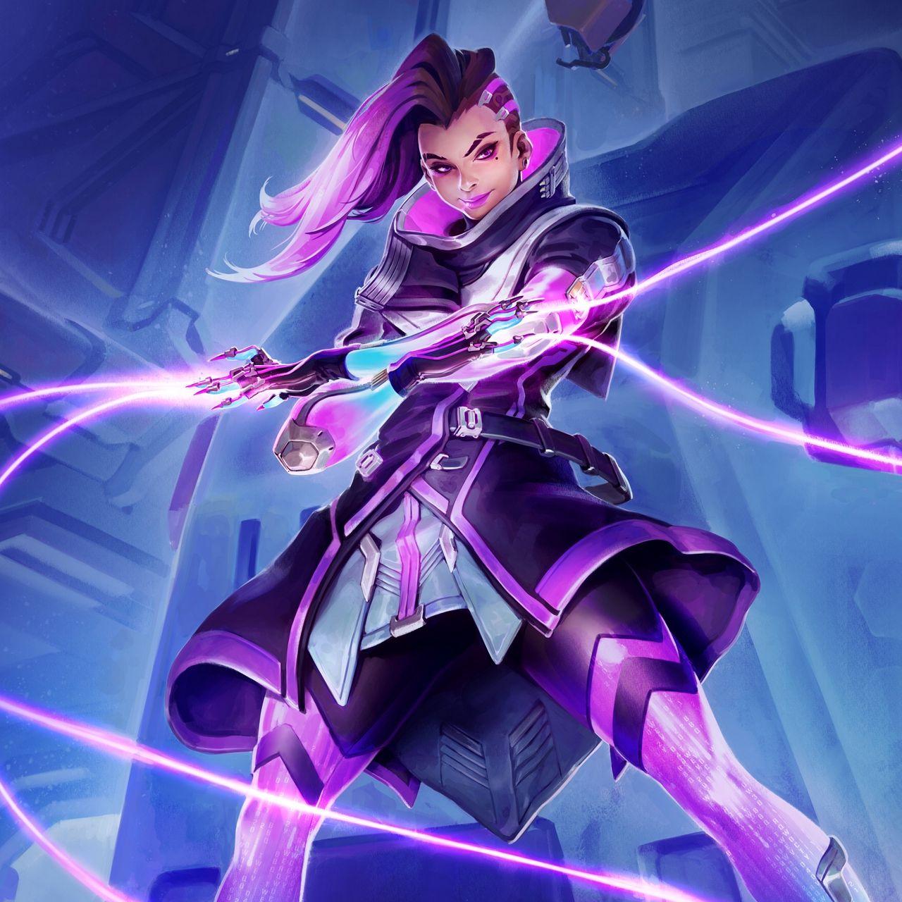 1280x1280 Download wallpaper 1280x1280 sombra, overwatch, hacker ipad