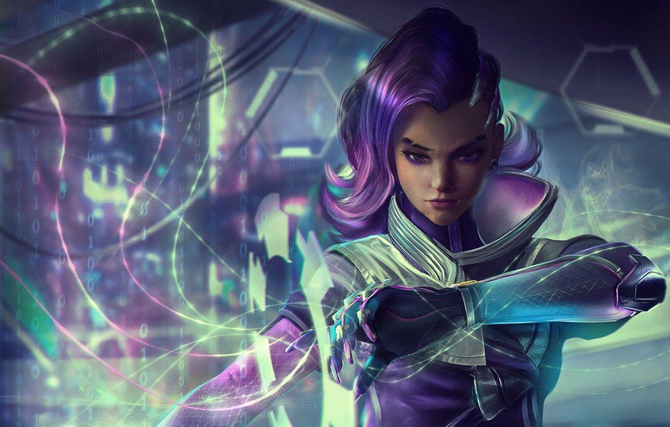 1332x850 Wallpaper girl, blizzard, art, BlizzCon, hacker, overwatch