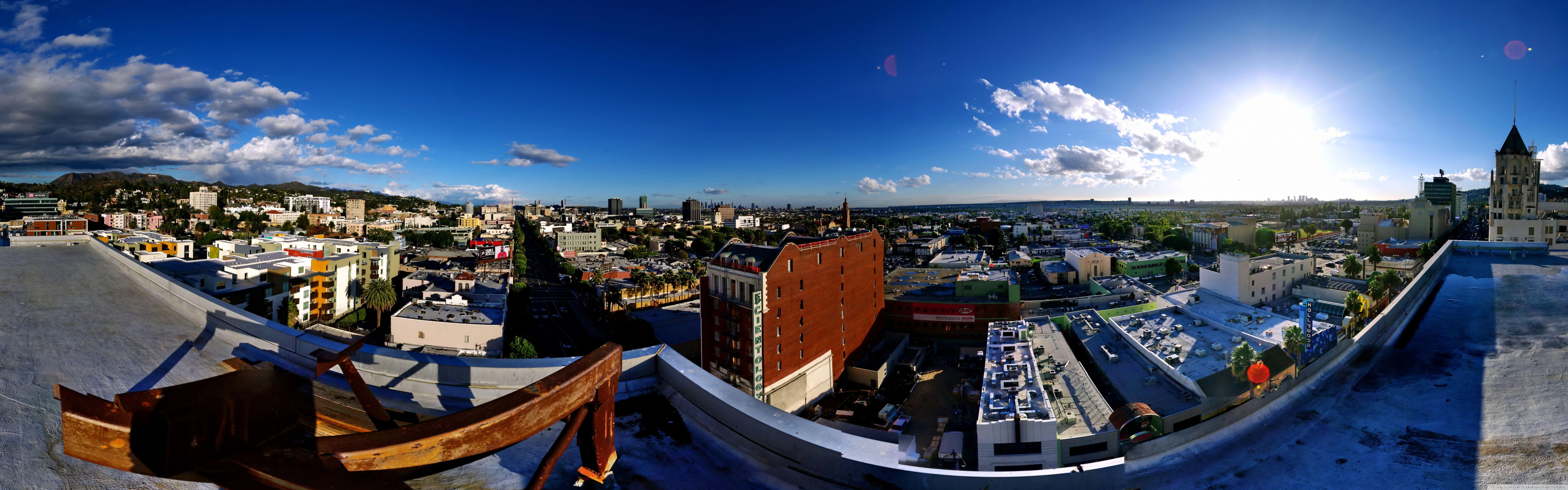7680x2400 Download Los Angeles Panorama HD Wallpaper