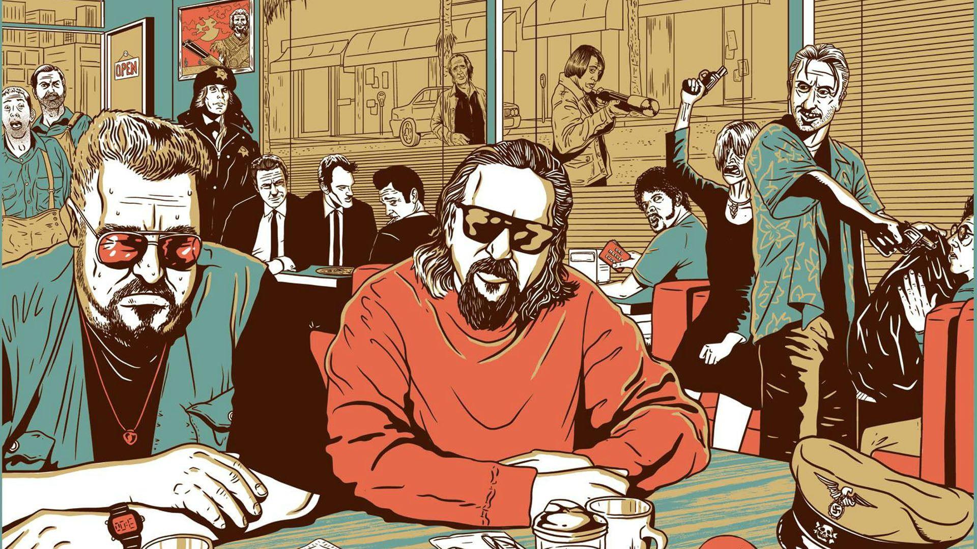 1920x1080 Two man illustration, The Big Lebowski, Pulp Fiction, Fargo