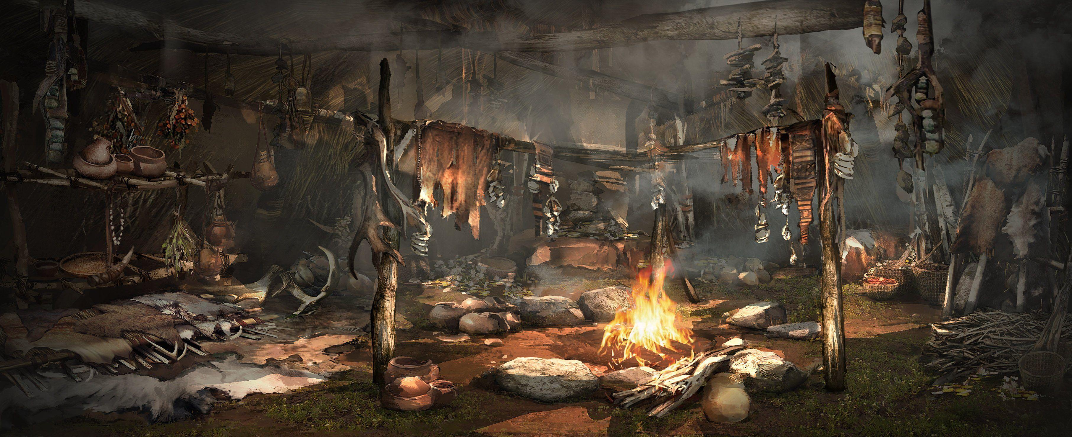 3626x1481 Desktop Wallpaper Far Cry Far Cry Primal Bonfire Shaman