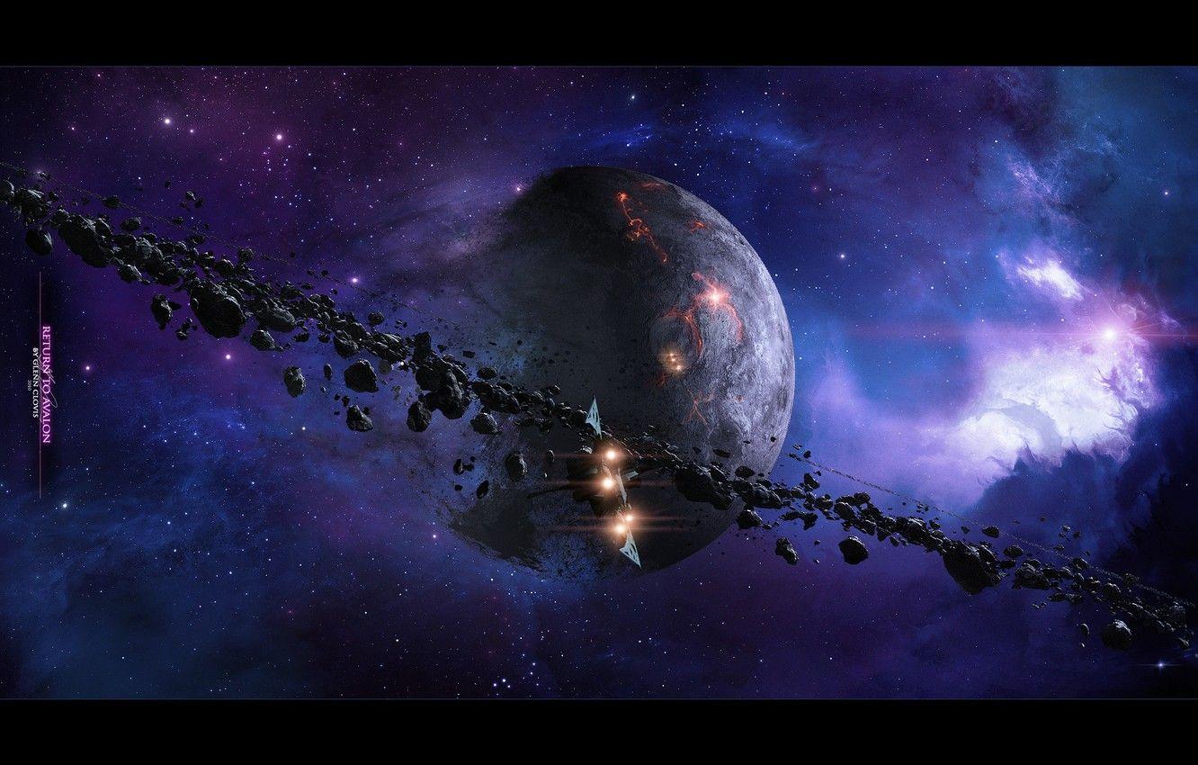 1332x850 Wallpaper the wreckage, planet, asteroids, starship image