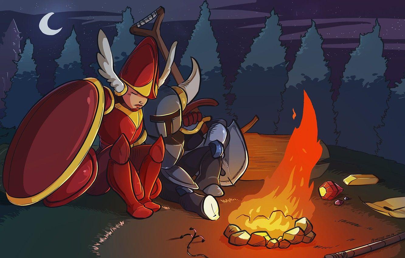 1332x850 Wallpaper fire, gold, armor, Shovel Knight image