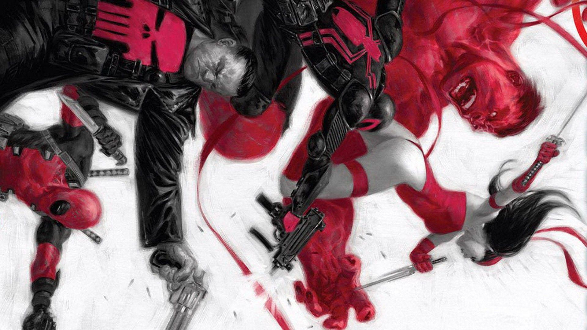 1920x1080 Free download Wallpaper comics Venom Elektra Deadpool Wade