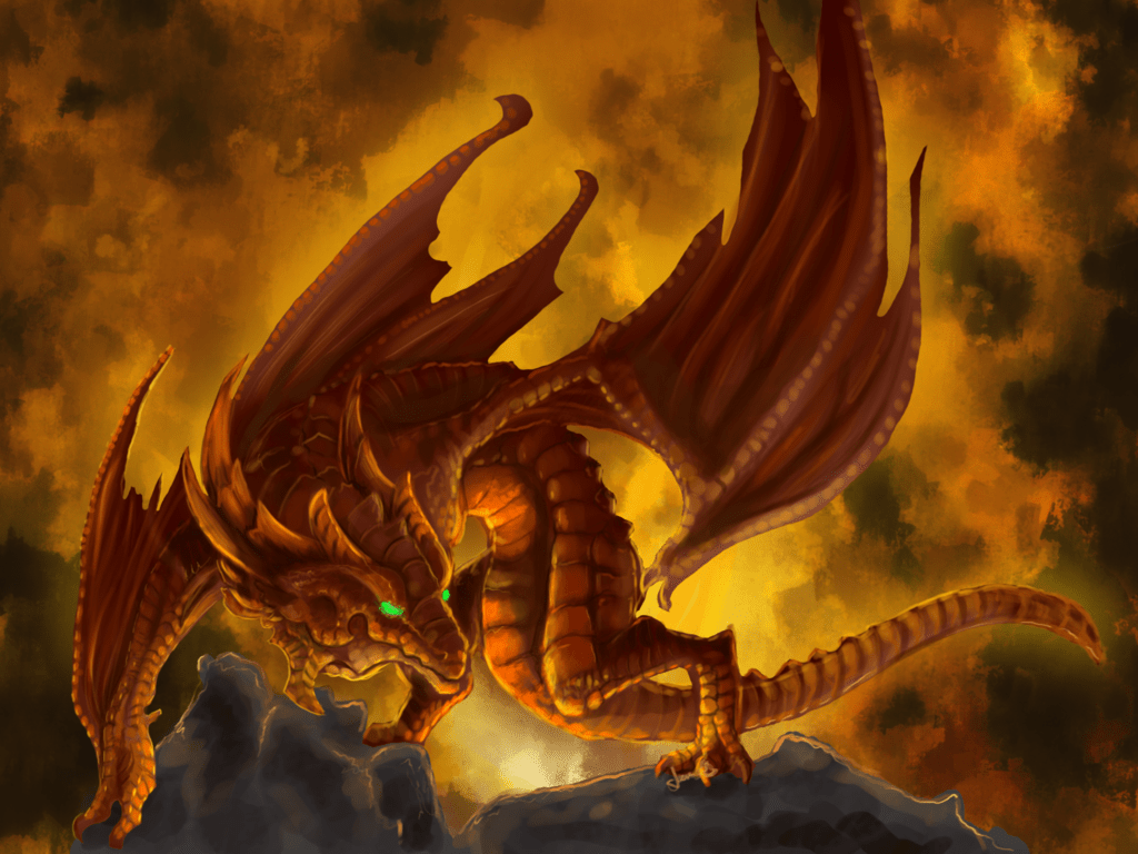1024x768 Free download cartoon picture Fire Dragon Wallpaper