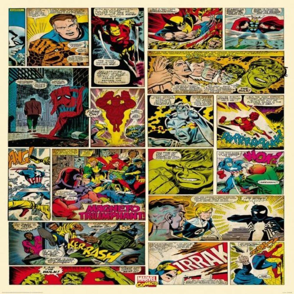 998x1000 WALL EASY HANG WALLPAPER MURAL MARVEL COMICS CARTOON STRIP 1.58m X