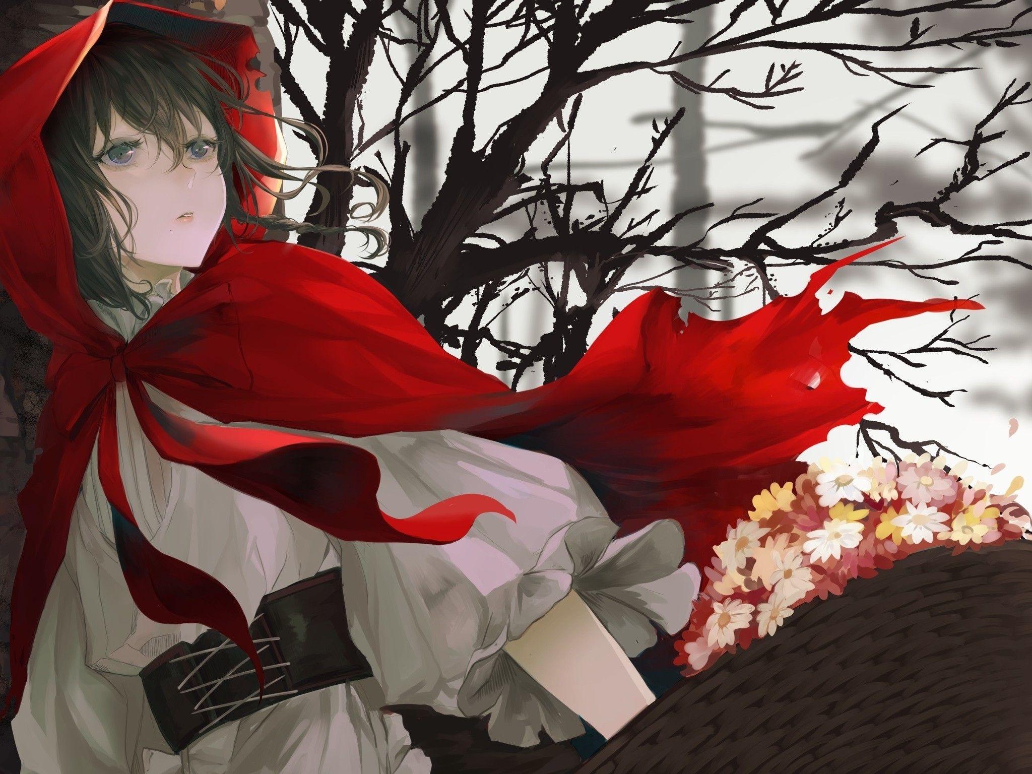 2048x1536 Download 2048x1536 Little Red Riding Hood, Anime Girl