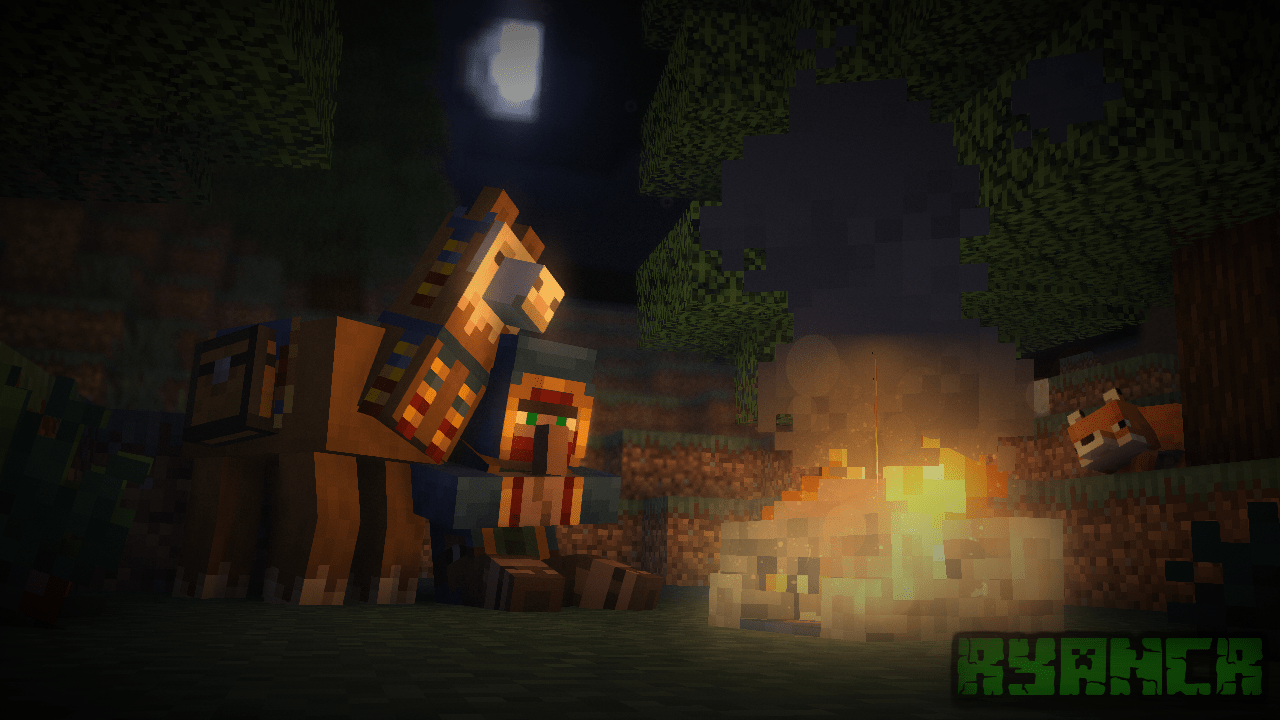 1280x720 Wandering Trader Sitting By The Campfire