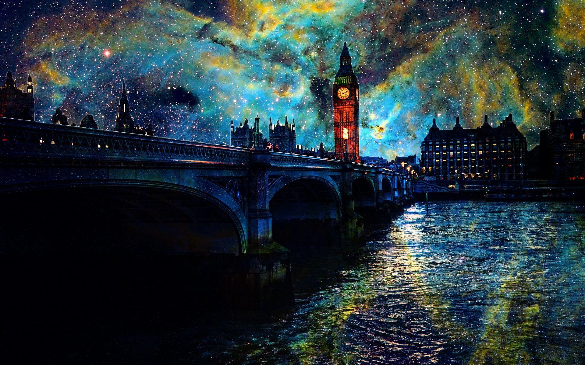 Hình nền 1920x1200 Hình ảnh nghệ thuật đẹp, Sao, đêm, Luân Đôn