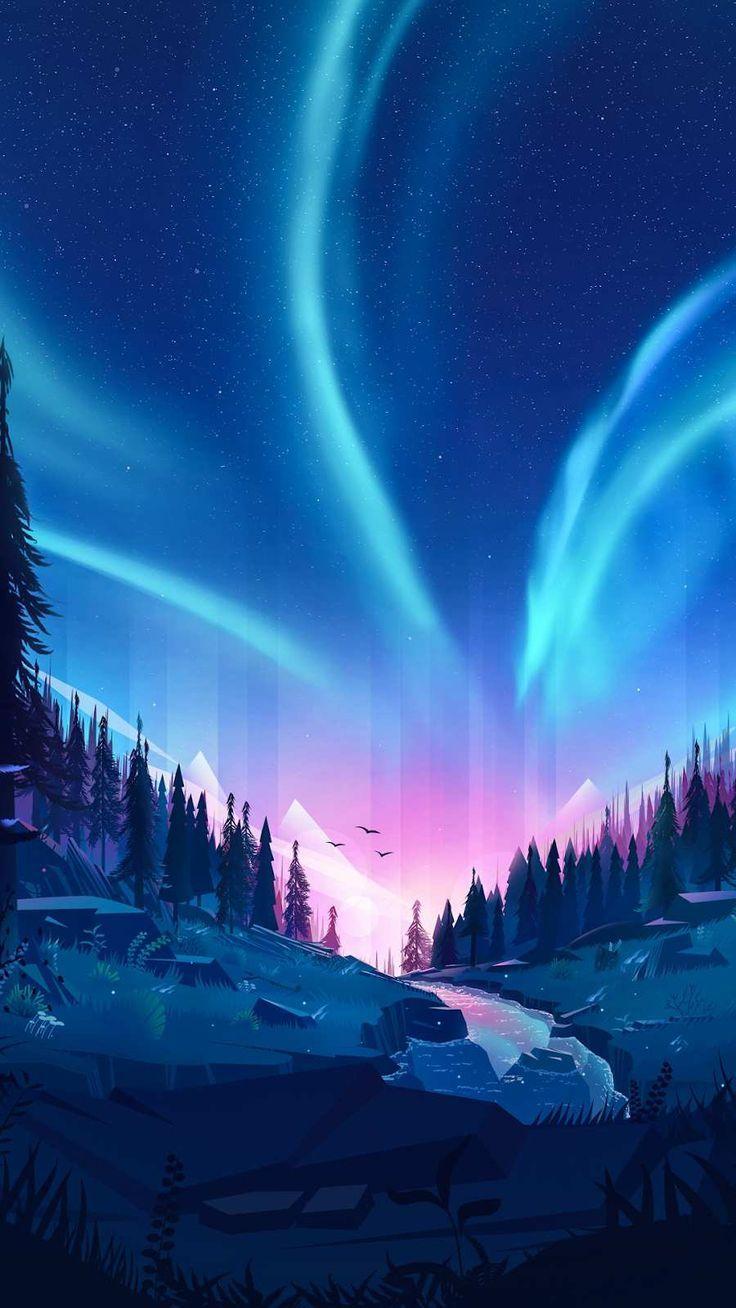 Hình nền iPhone 736x1308 Beautiful Nature Aurora Sky Art vào năm 2019