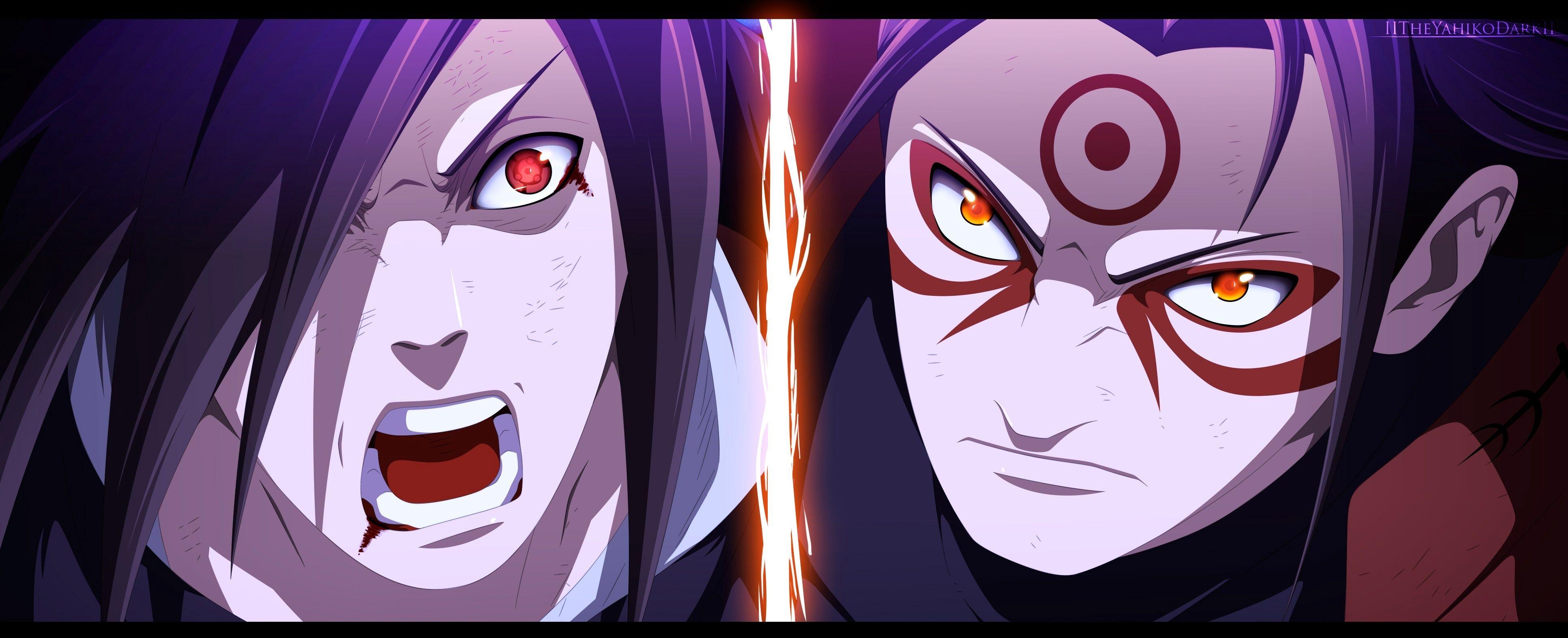 3860x1572 Anime Naruto Madara Uchiha Hashirama Senju Wallpaper