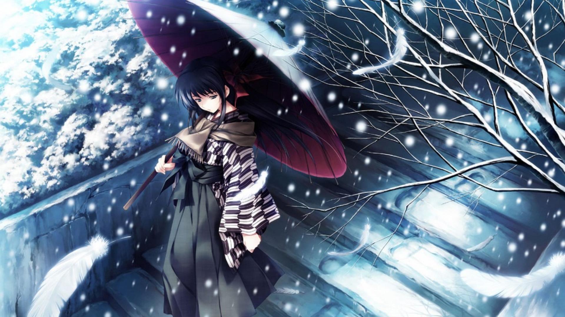 1920x1080 Winter Girl Anime Wallpaper HD tải xuống miễn phí