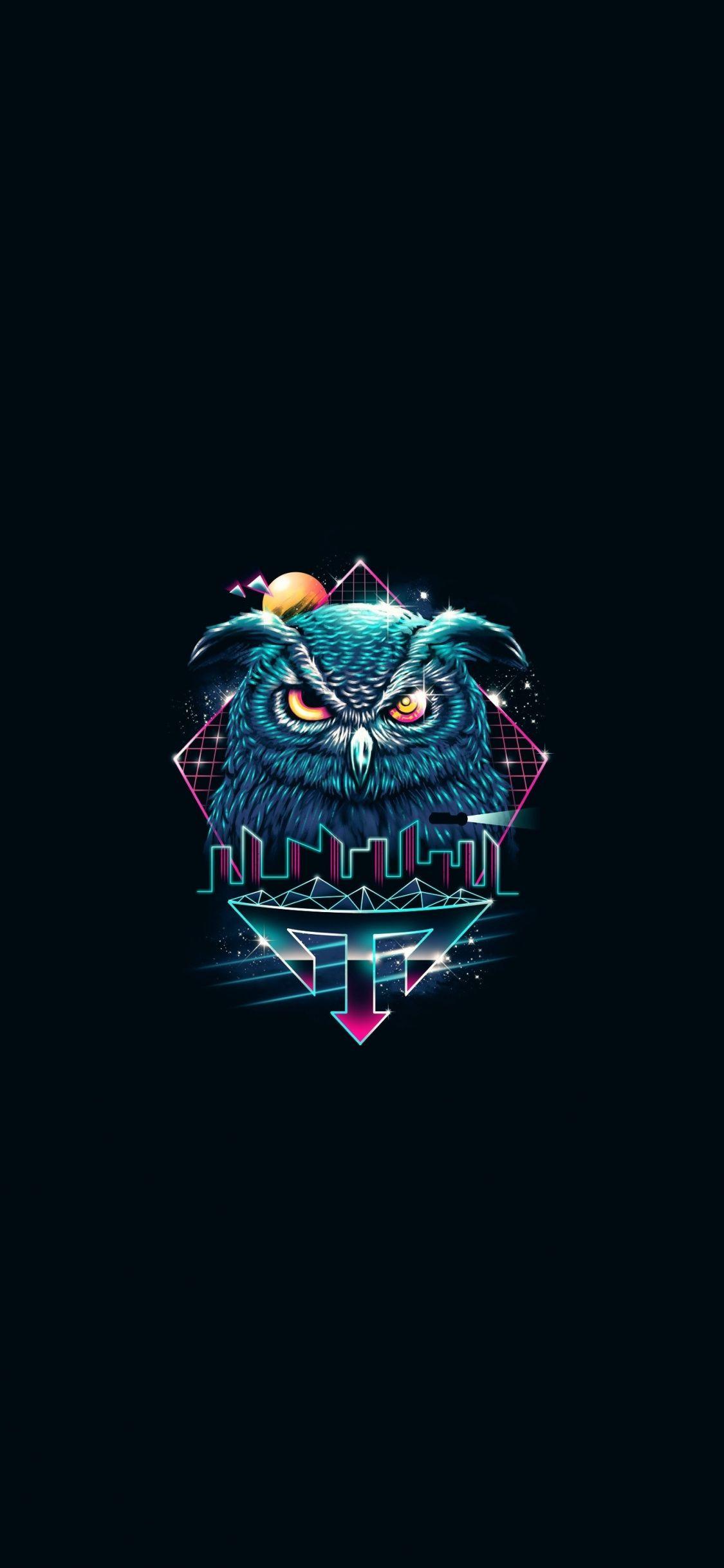 1125x2436 Download 1125x2436 wallpaper minimal, attitude, owl, retro