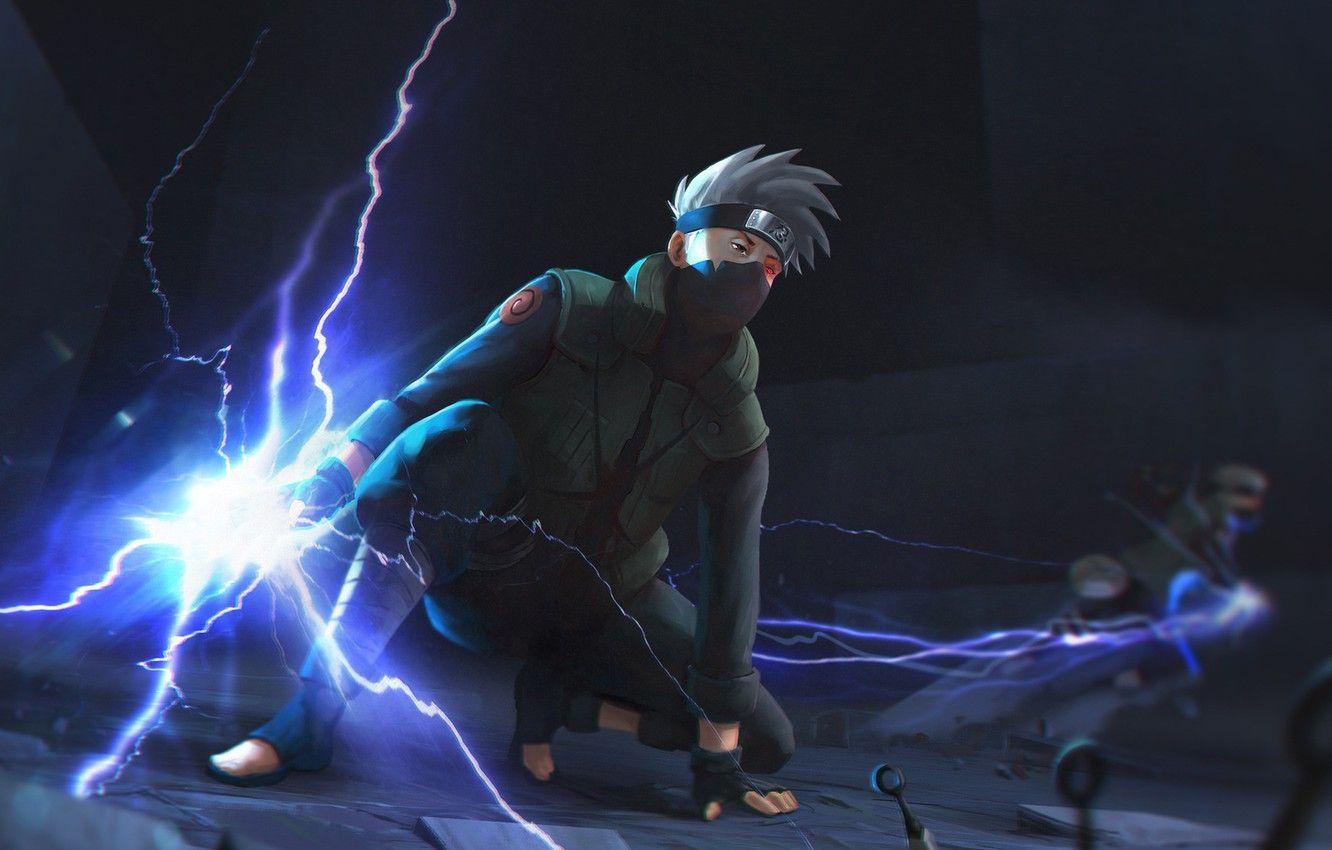 1332x850 Wallpaper naruto, art, sharingan, Hatake Kakashi, raikiri
