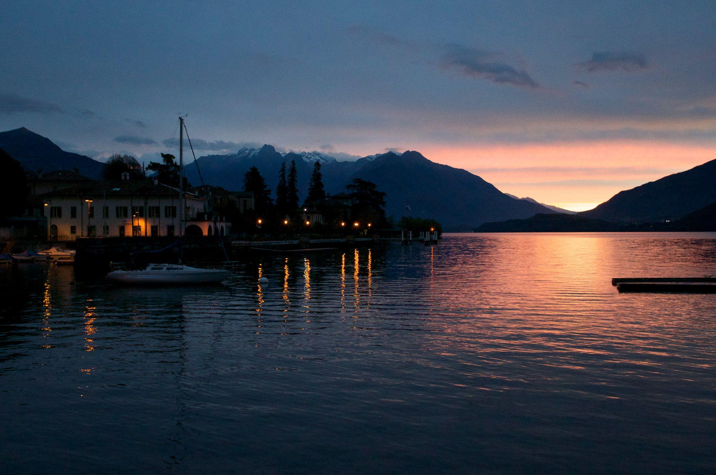 2397x1593 Free download Lake Como Sunset Wallpaper Travel HD