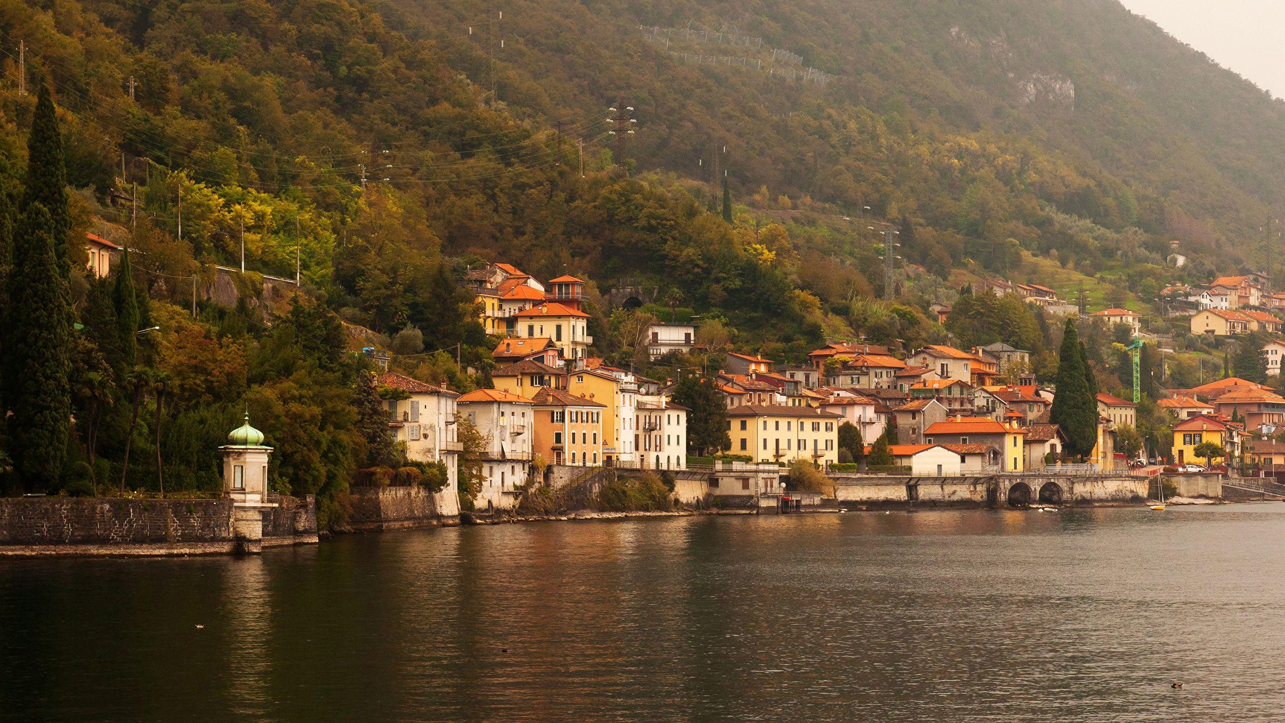 2560x1440 Wallpaper Italy Lake Como Lierna Cities Building 2560x1440
