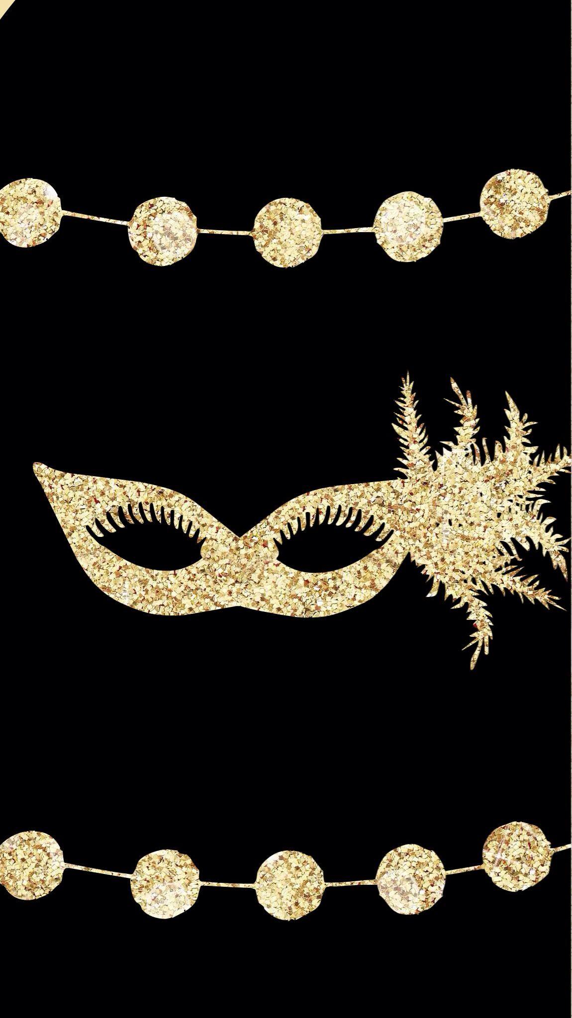 1150x2048 Black gold party ball mask masquerade iphone wallpaper phone