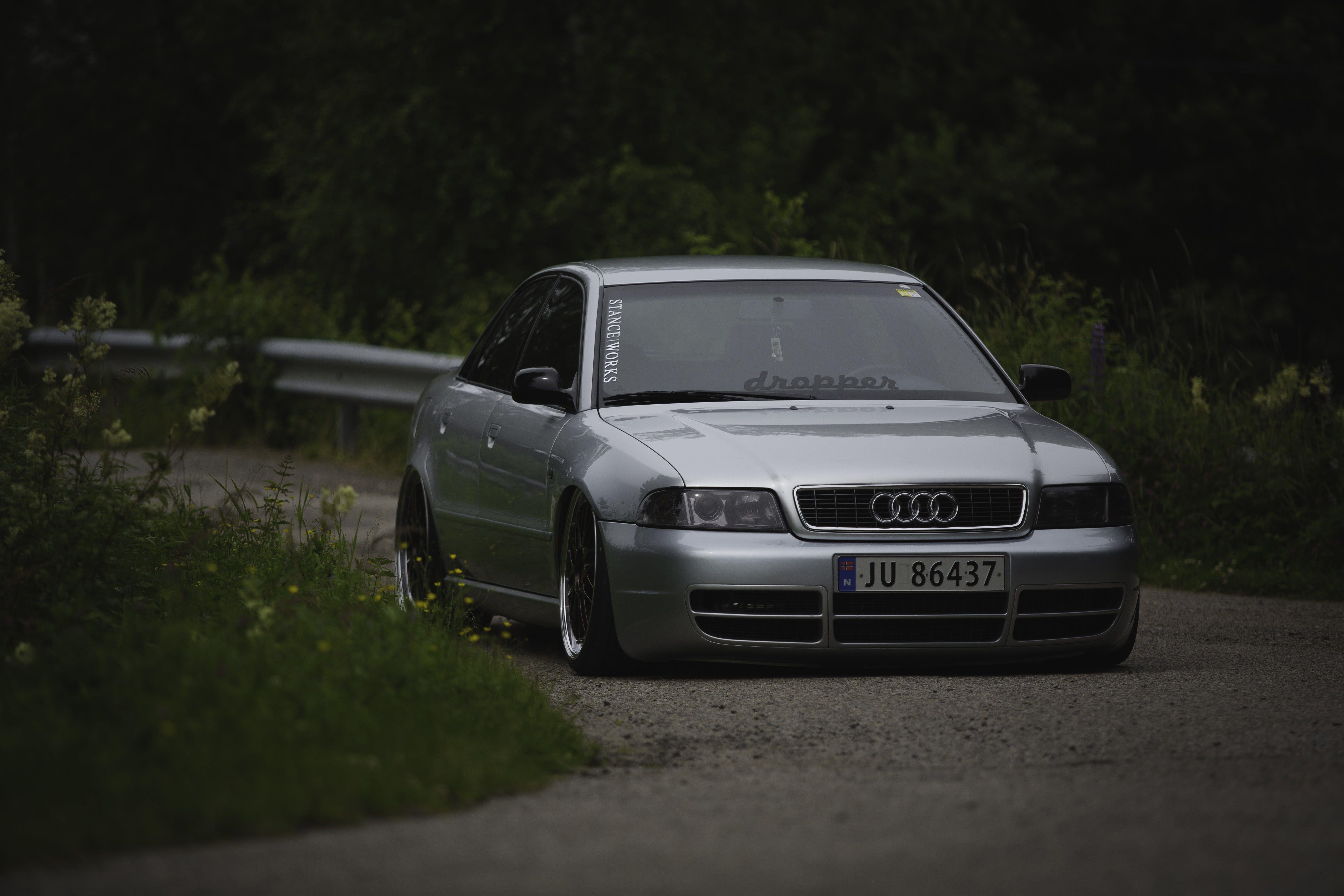 5760x3840 Silver Audi sedan, Audi A Stanceworks, Norway, low HD wallpaper
