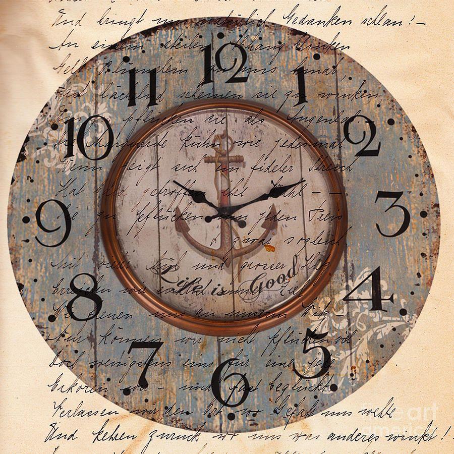 900x900 Antique Clock Anchor Vintage Wallpaper Mixed Media