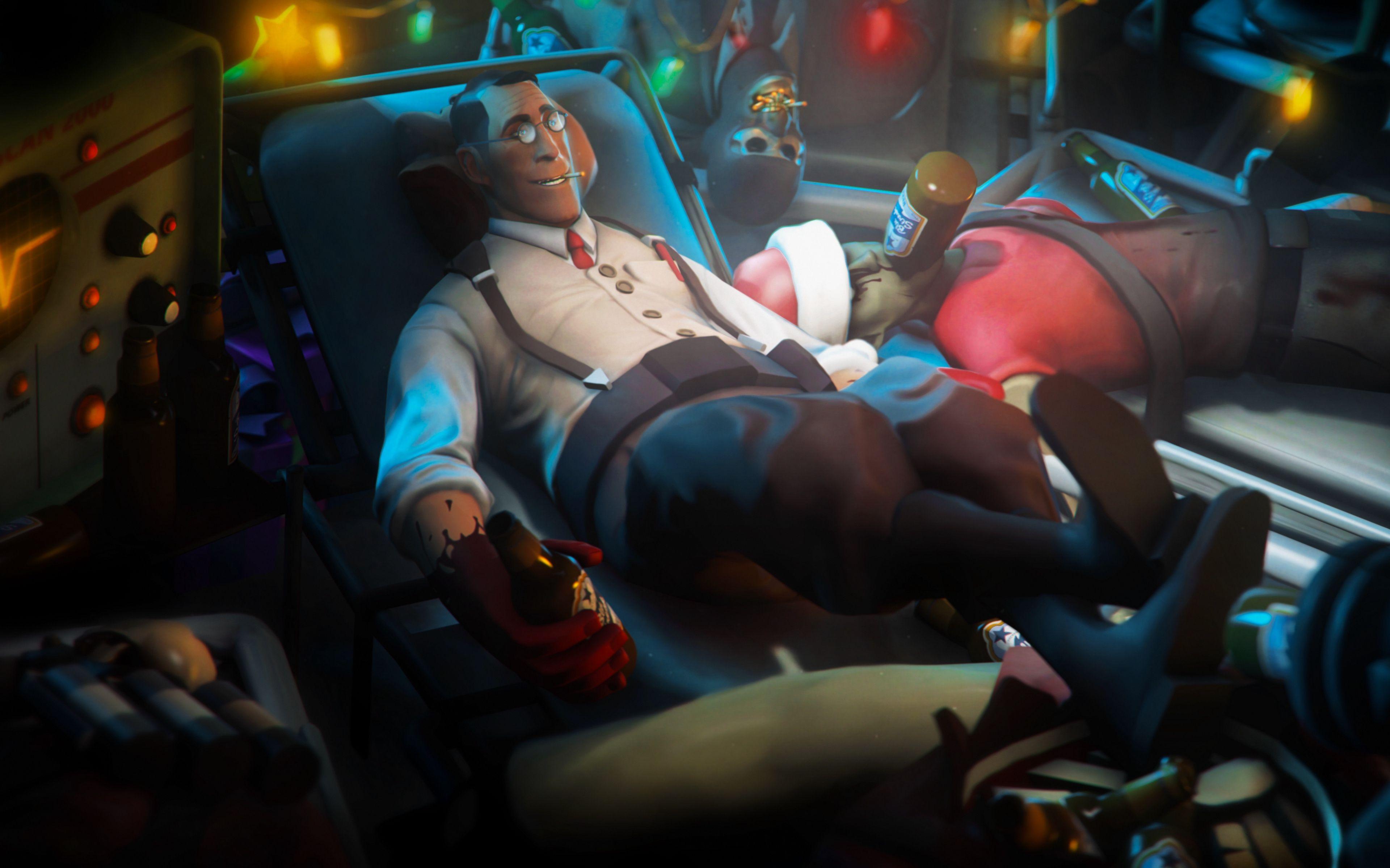 3840x2400 Download wallpaper 3840x2400 team fortress morgue, medic