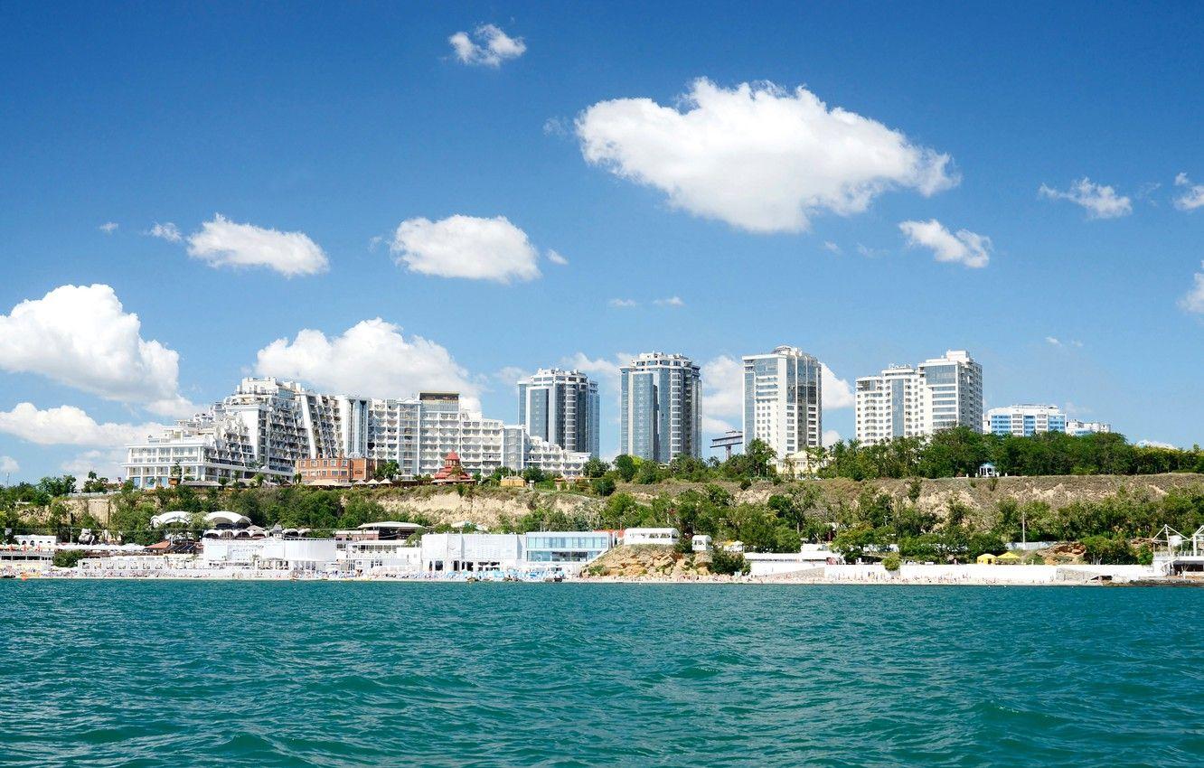 1332x850 Wallpaper beach, the sky, clouds, trees, coast, home