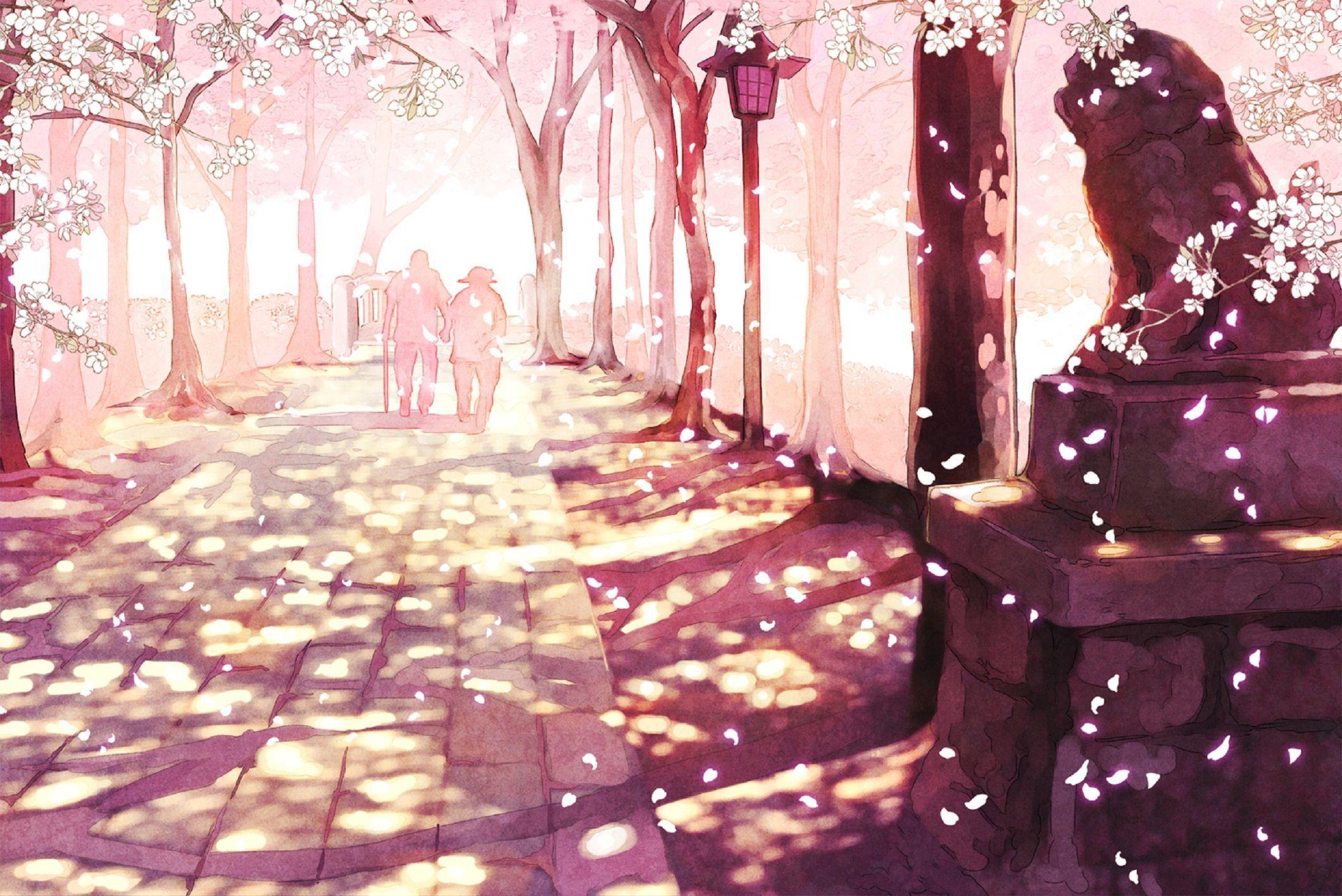 Anime PC Sakura Blossom Wallpapers  Wallpaper Cave